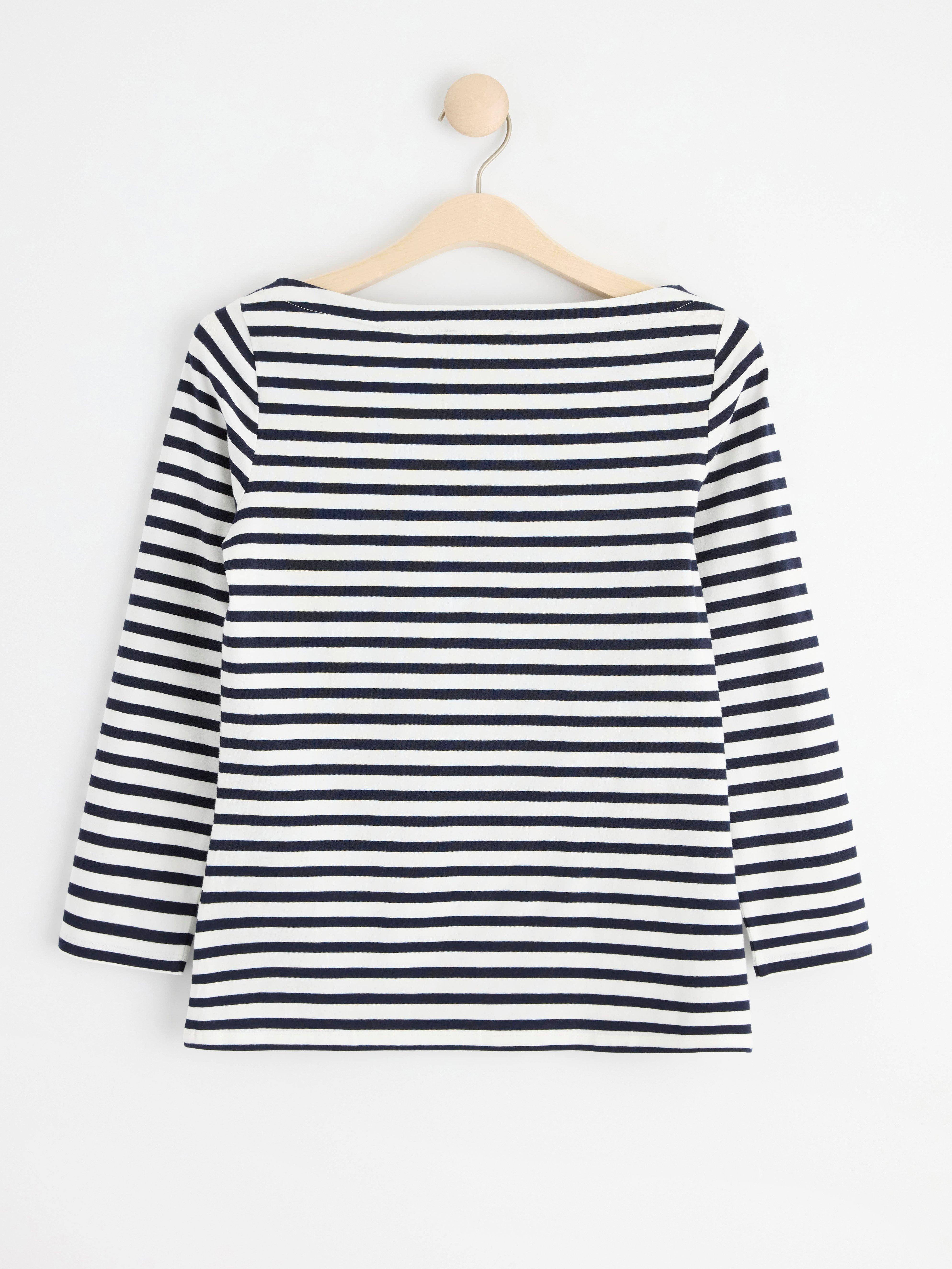 Striped cotton top Dark Blue