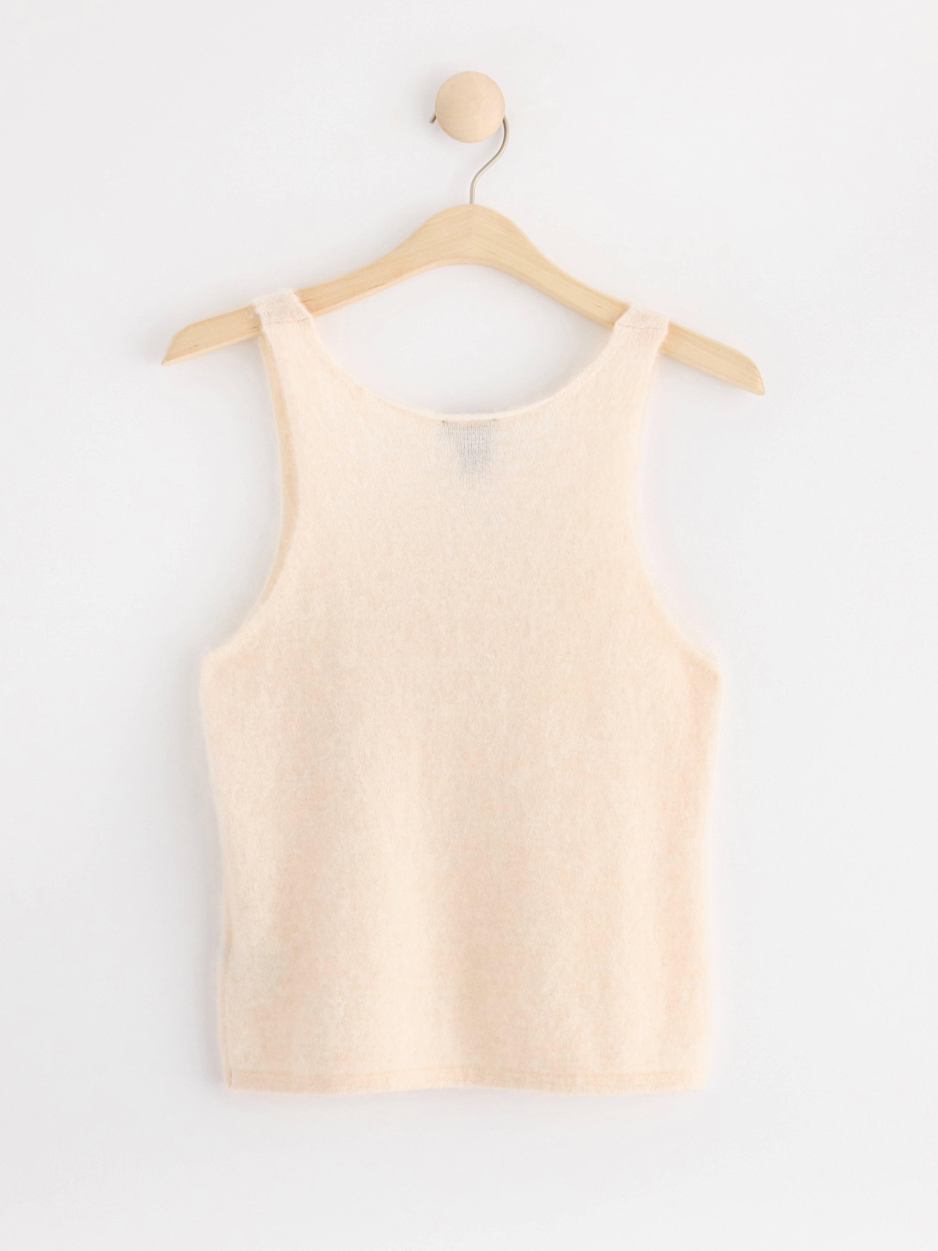 Knitted camisole in wool blend Off White