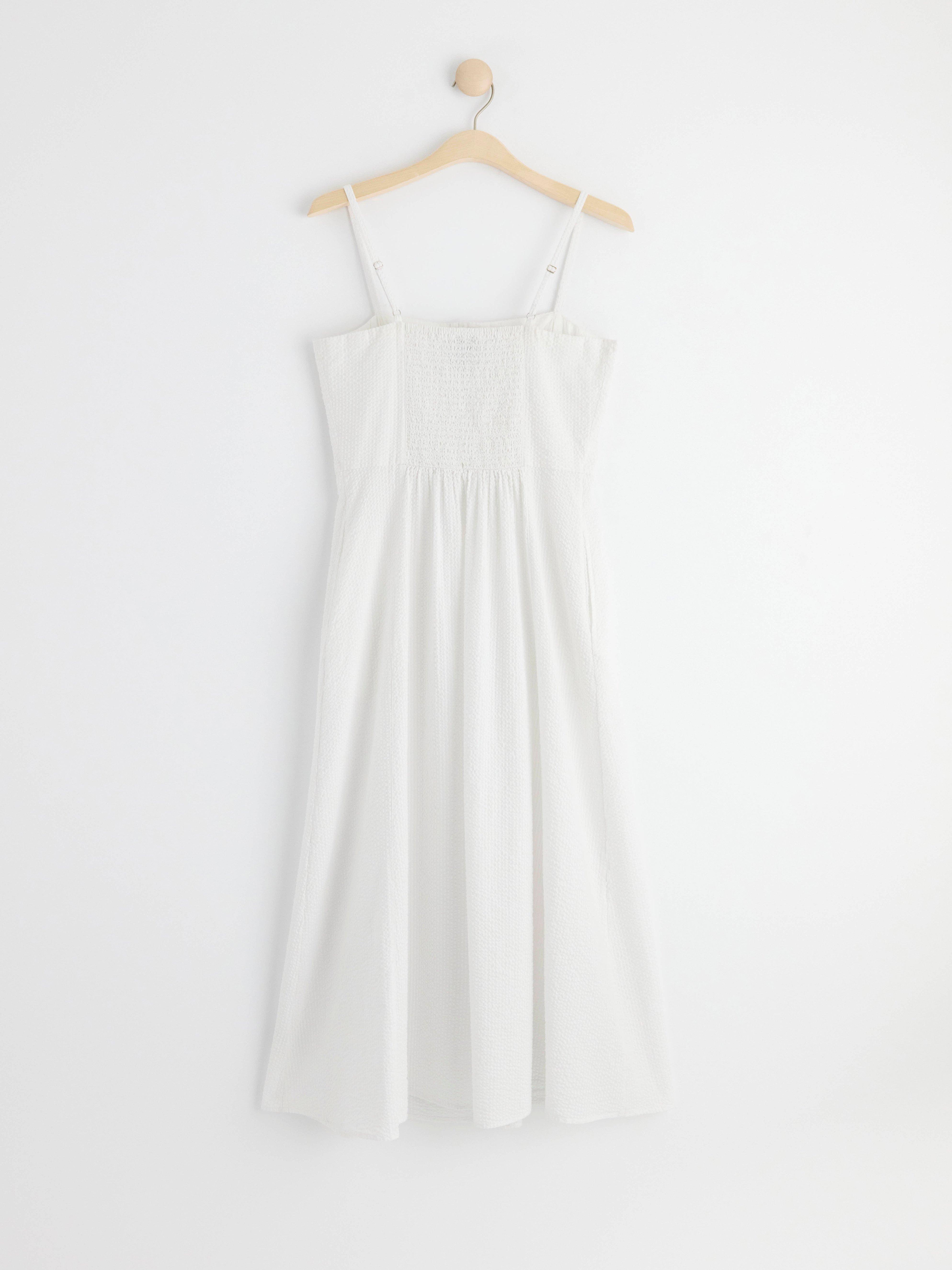 Sleeveless seersucker dress White