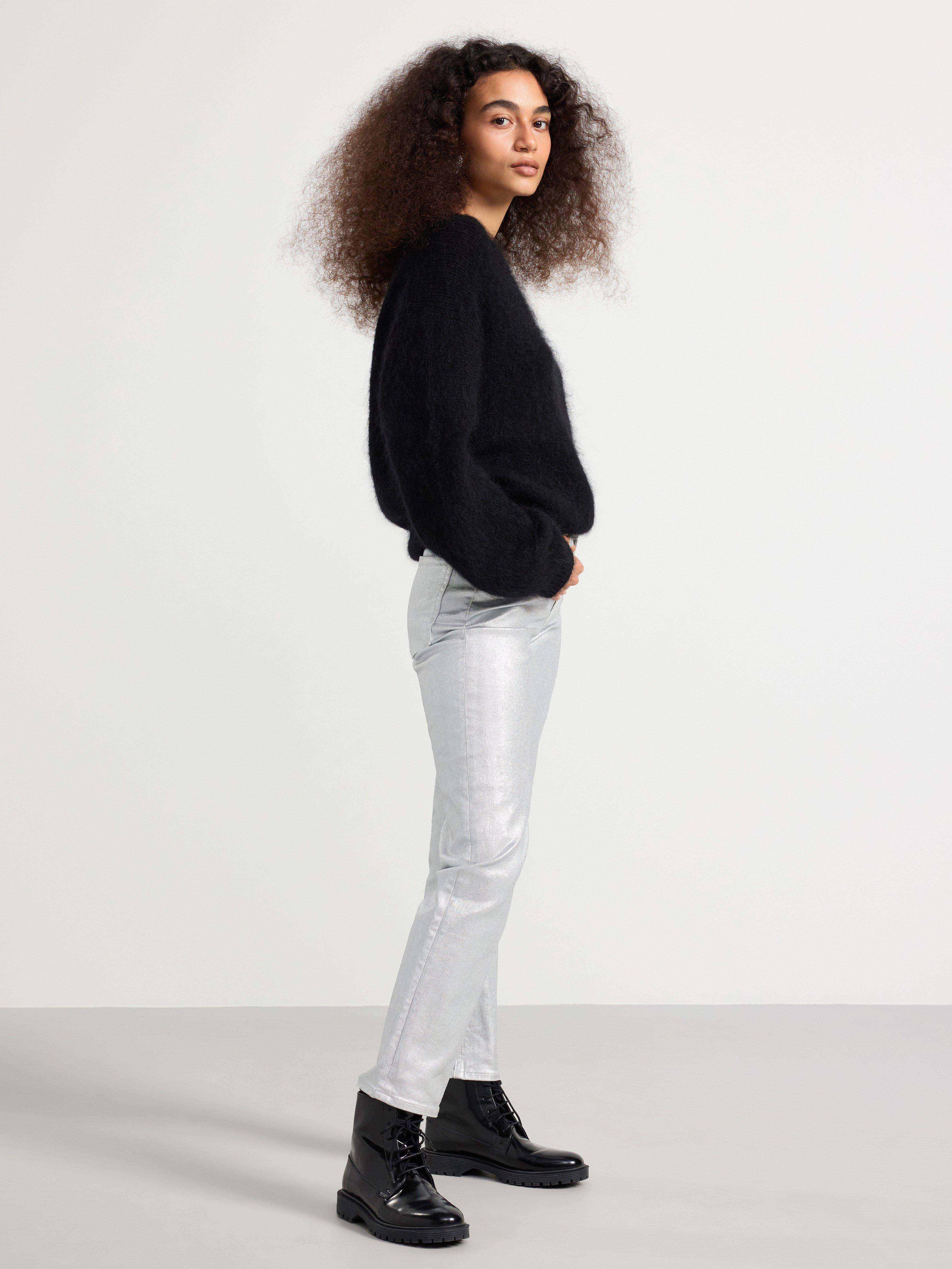 Jeans with silver coating Silver