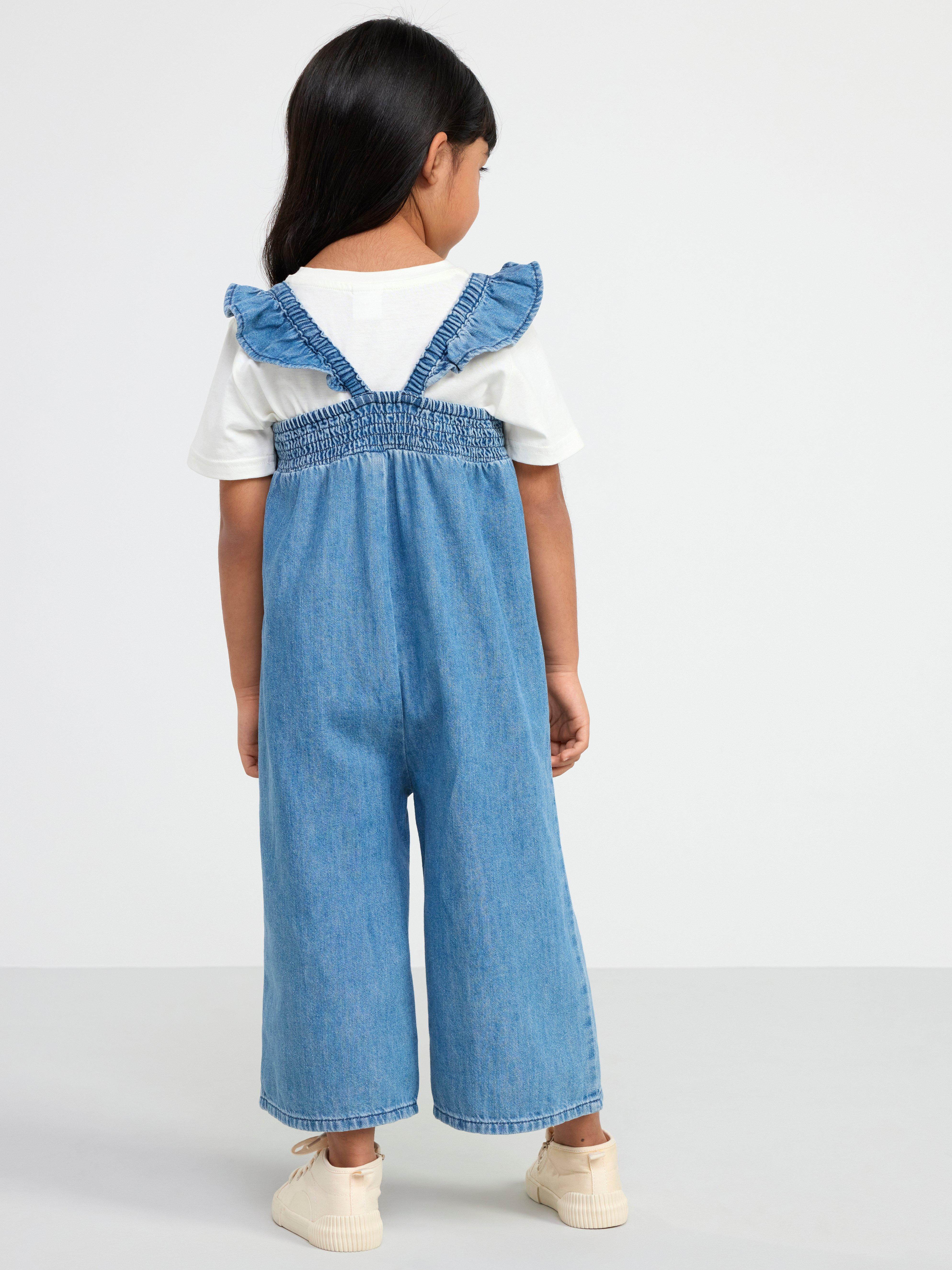Denim jumpsuit with smock Denim