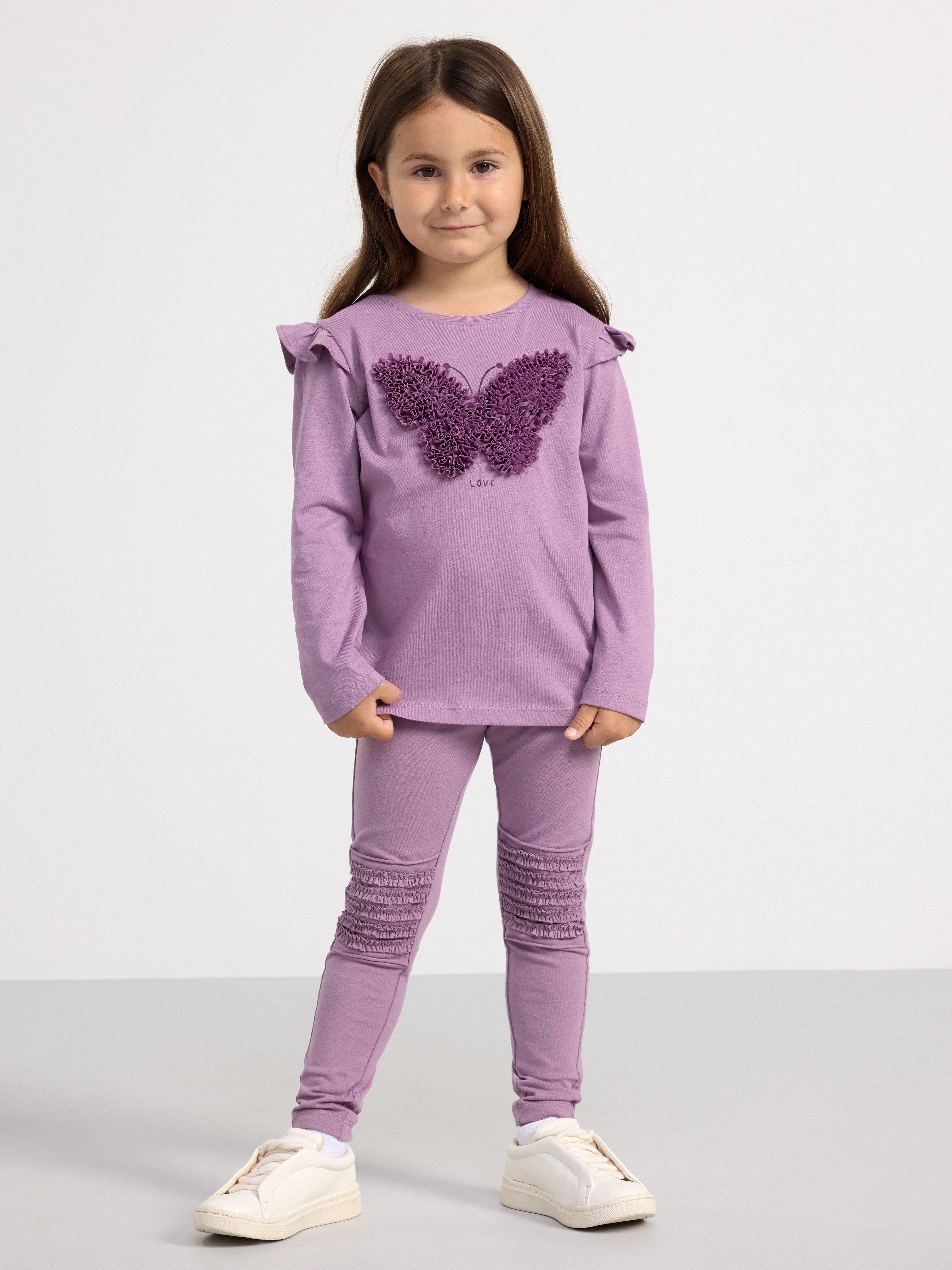 2-pack Leggings with frill Dark Lilac
