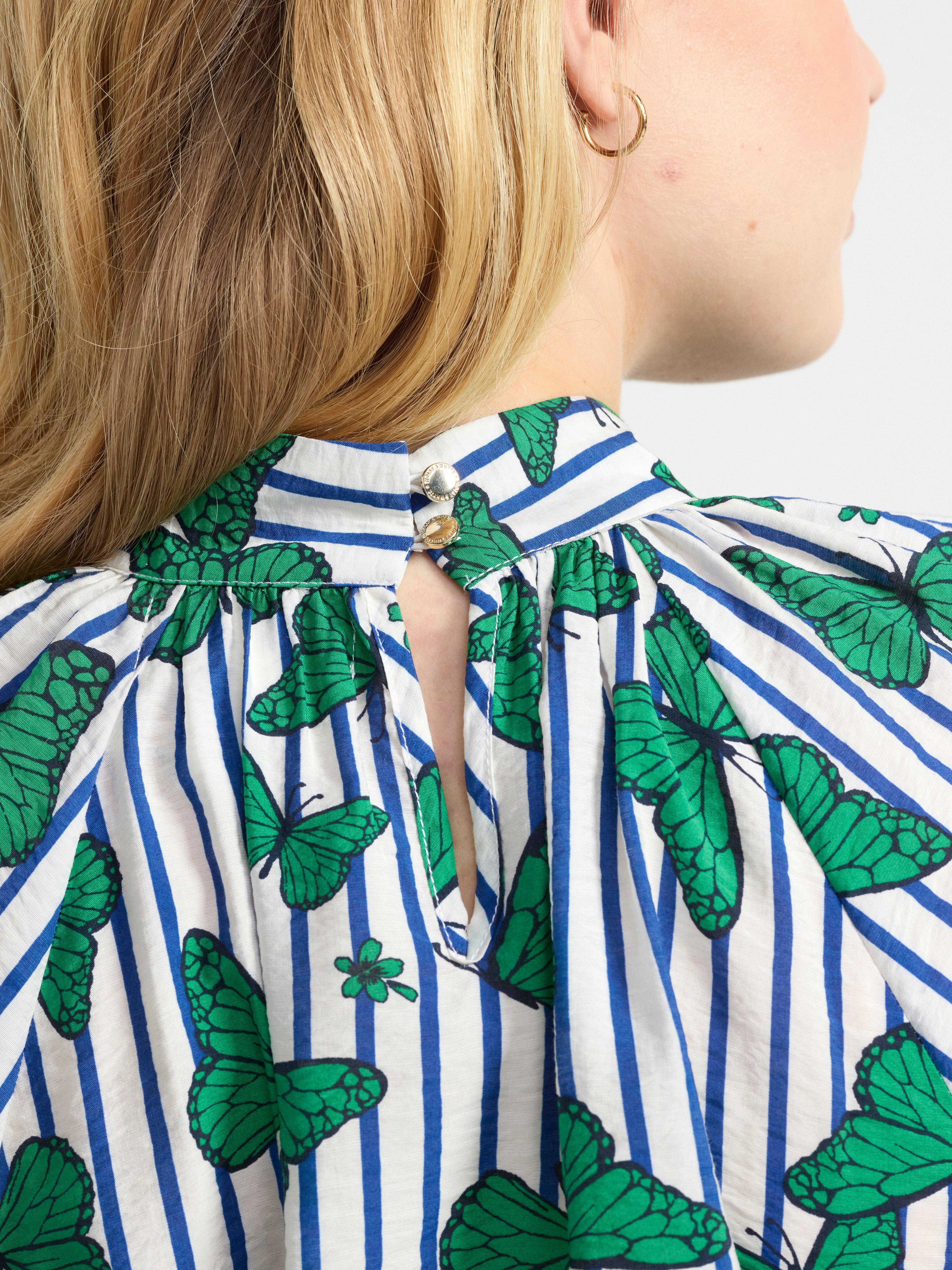 Short sleeve blouse with allover pattern Green