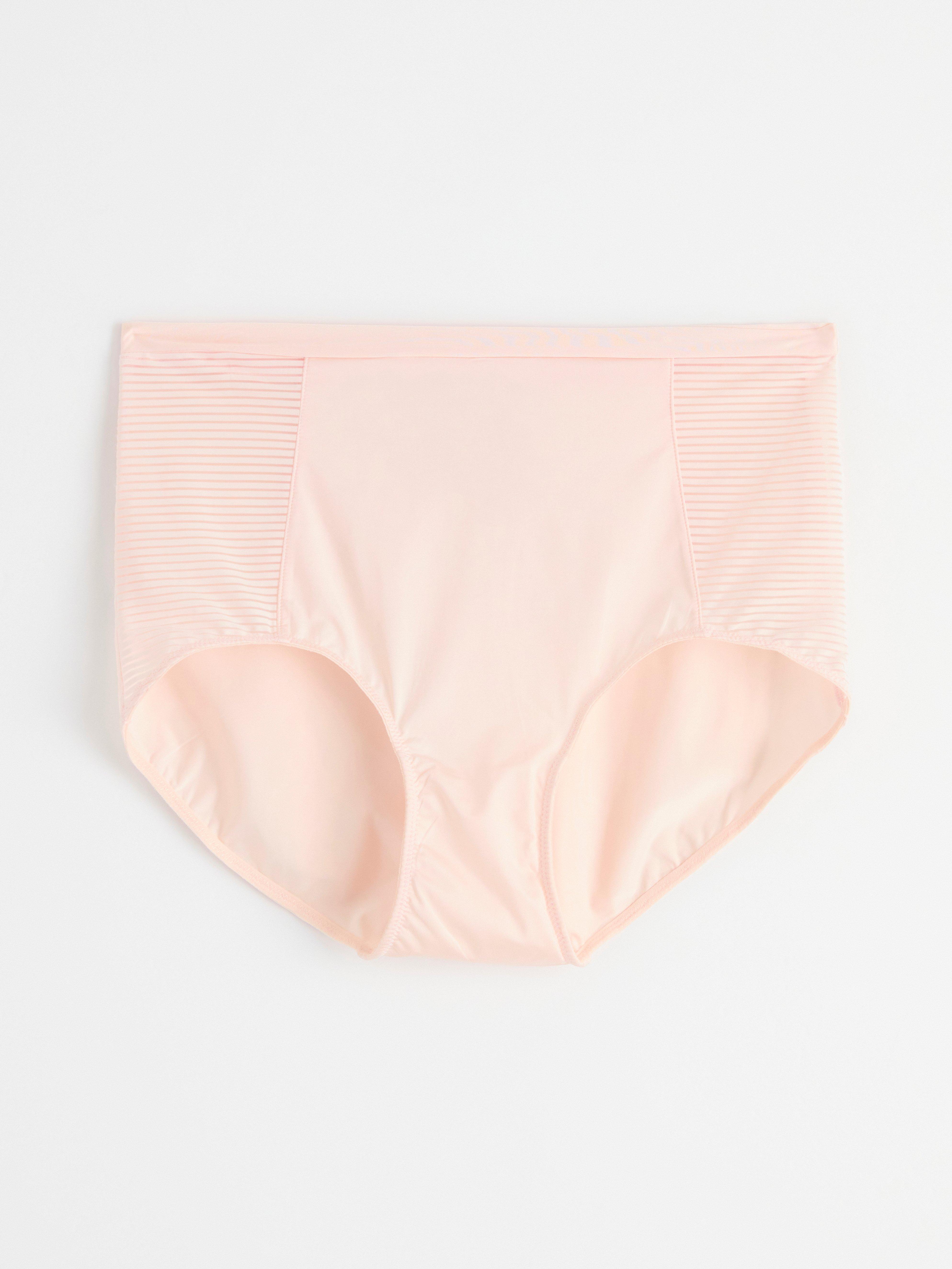 High waist brief with striped mesh Lt pink