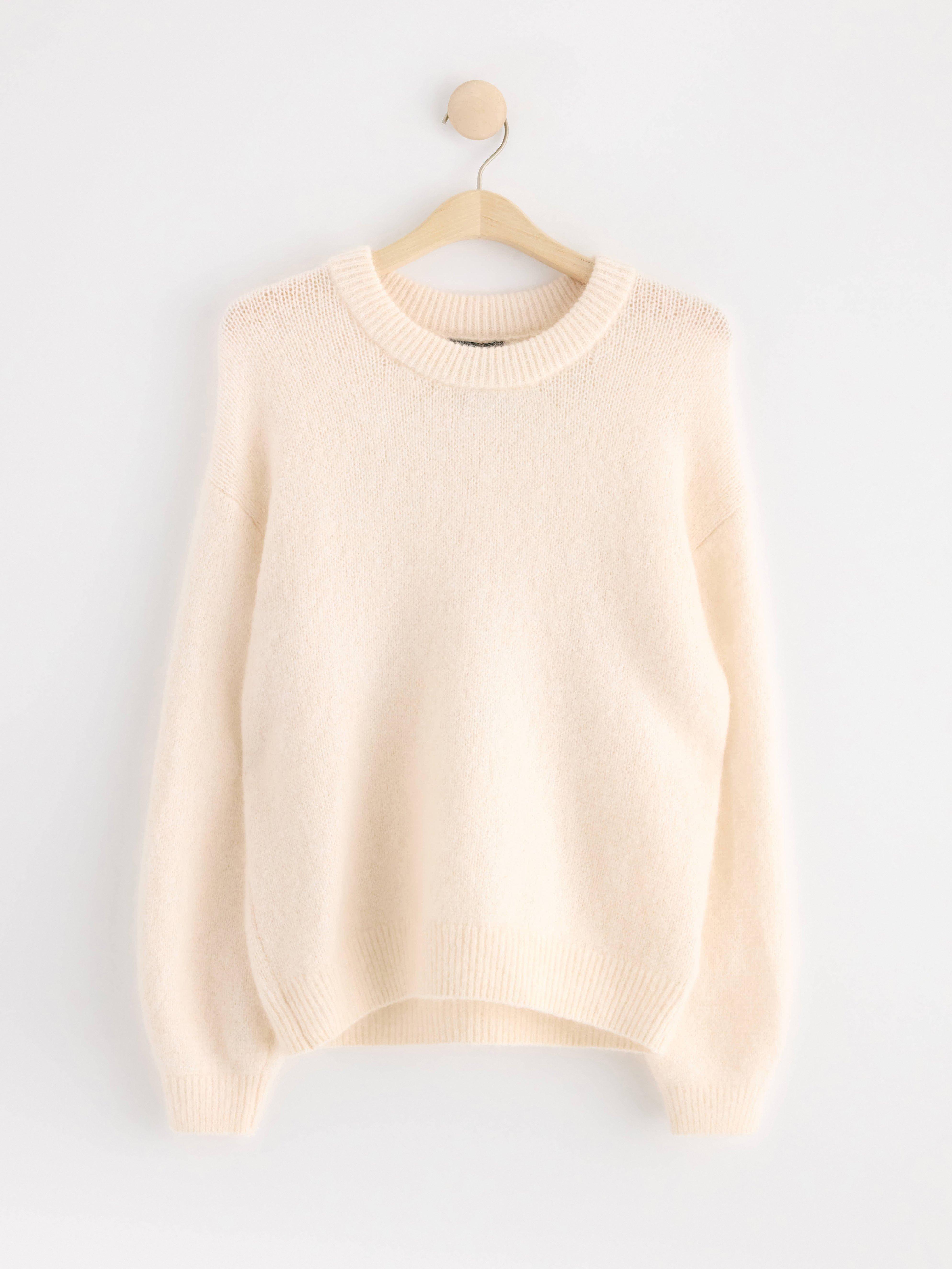 Knitted jumper in mohair blend Off White