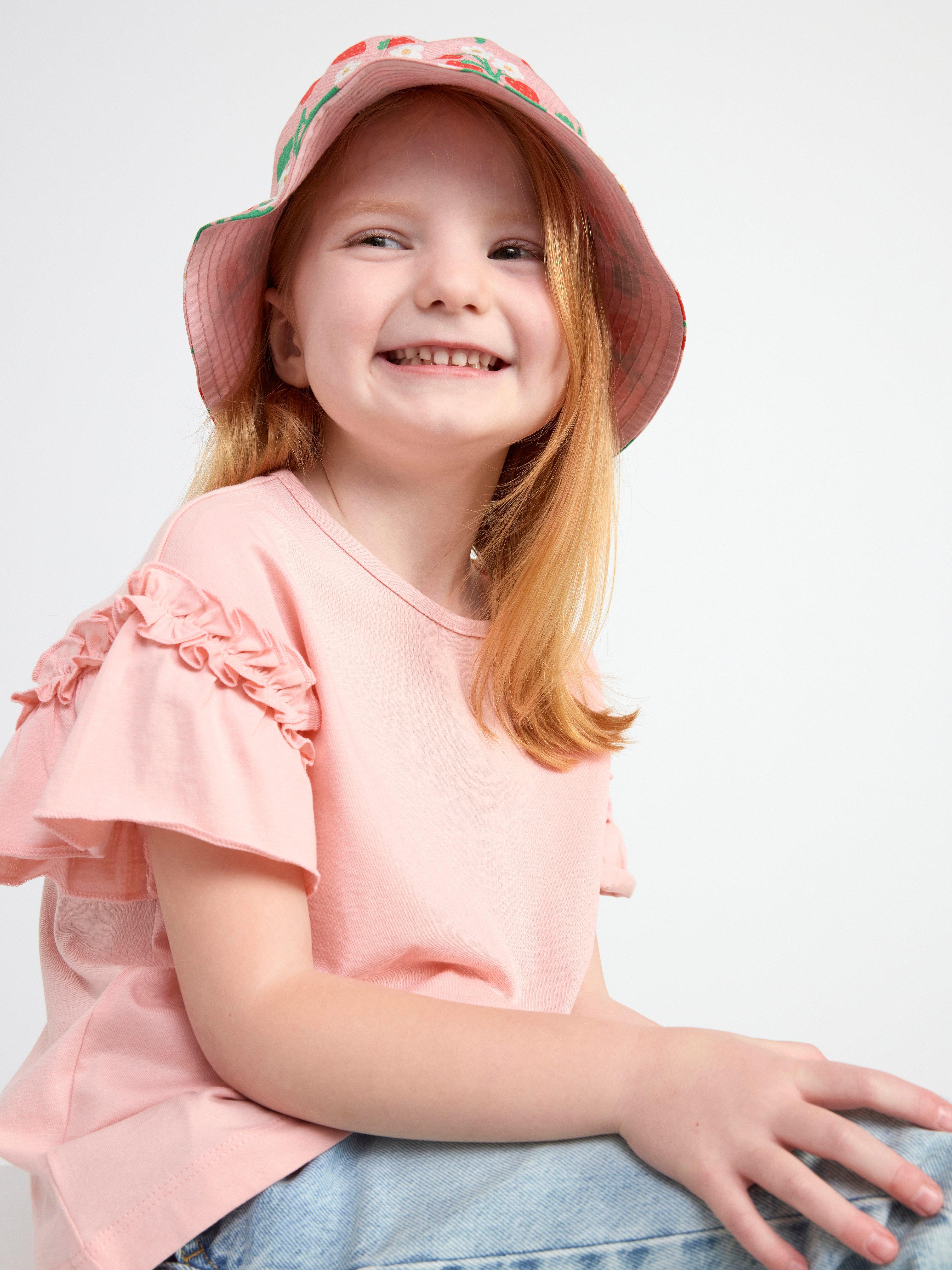 Short sleeve top with frills Light Pink