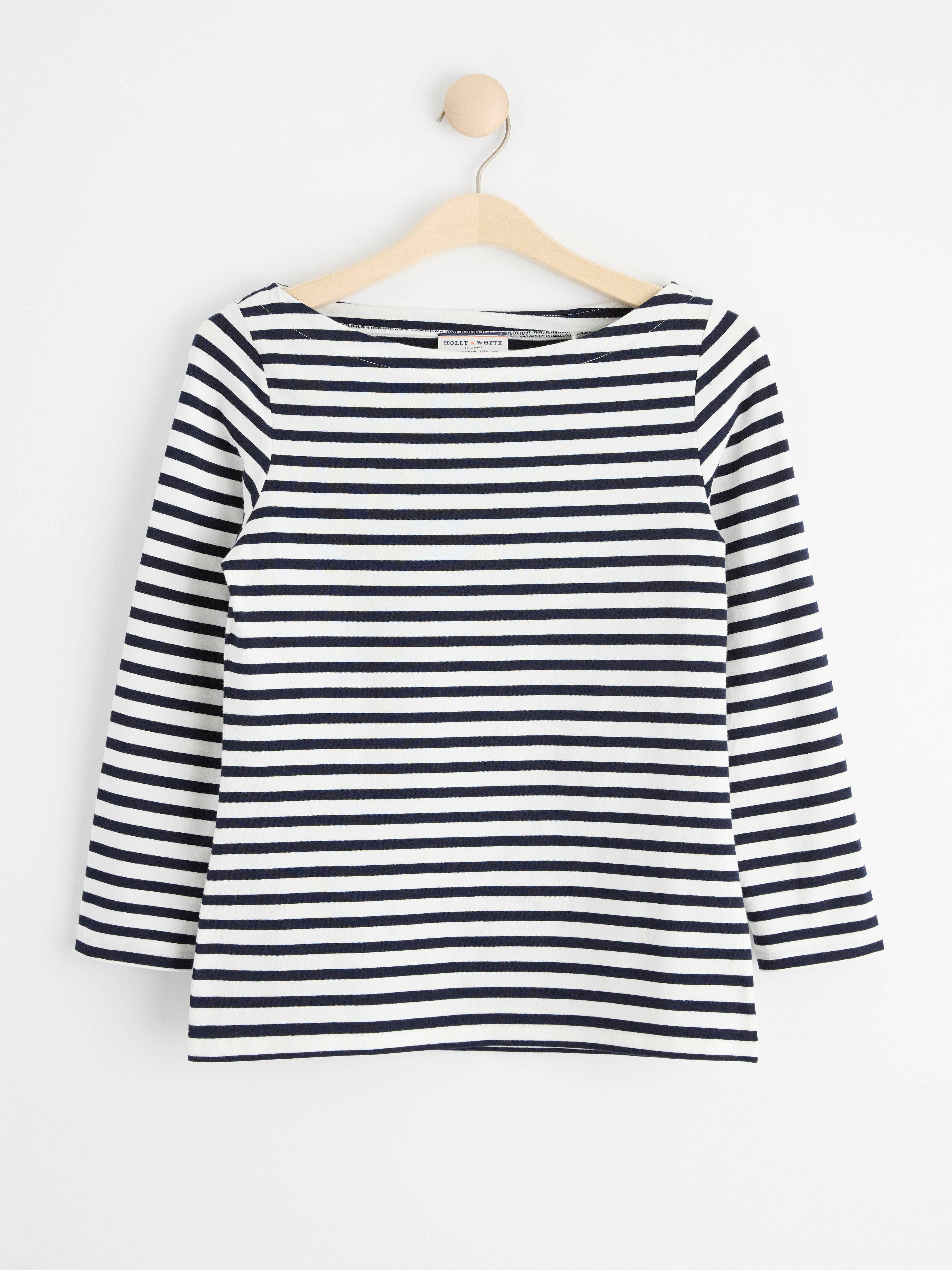 Striped cotton top Dark Blue