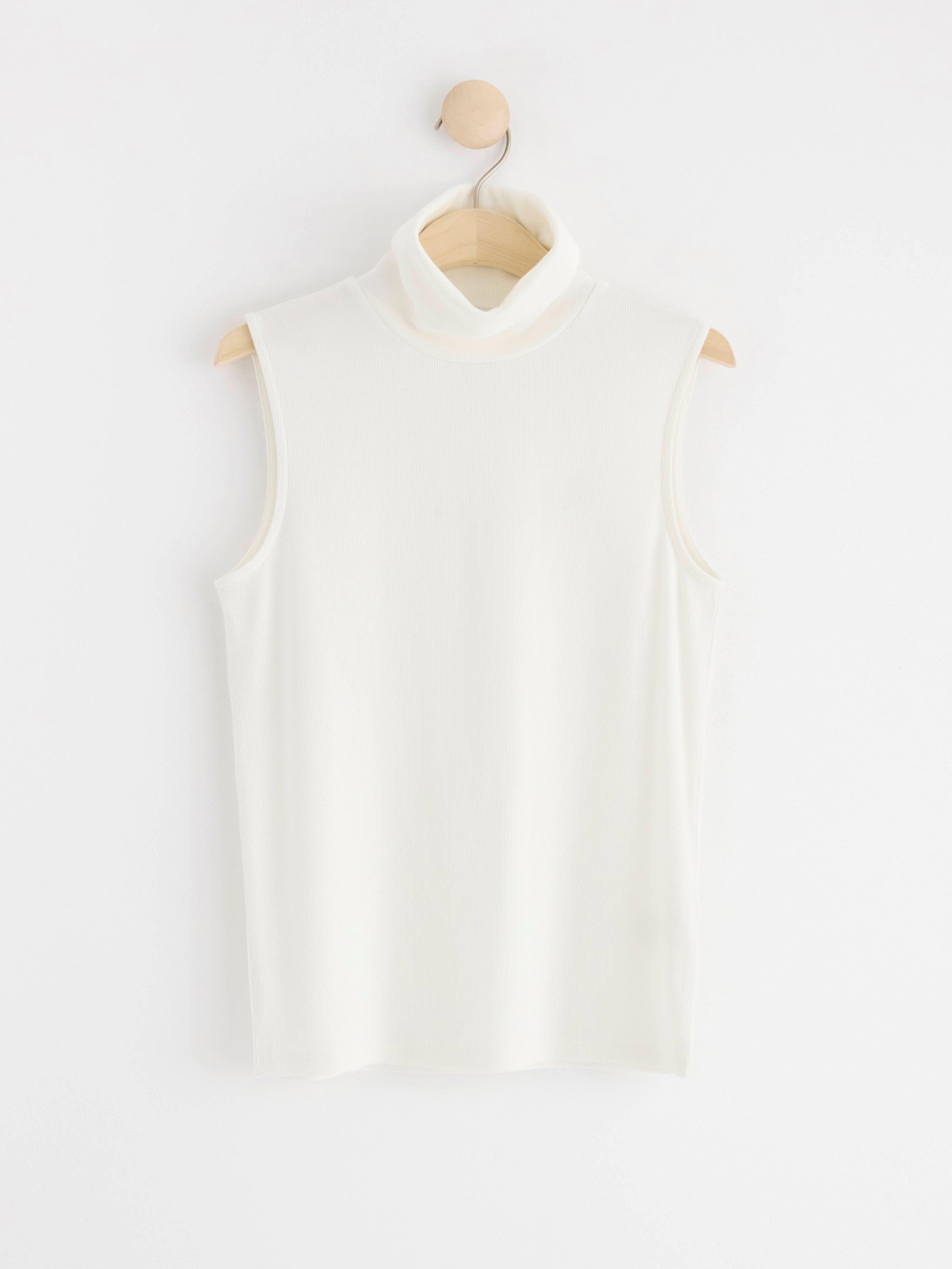 Sleeveless roll neck top Off White