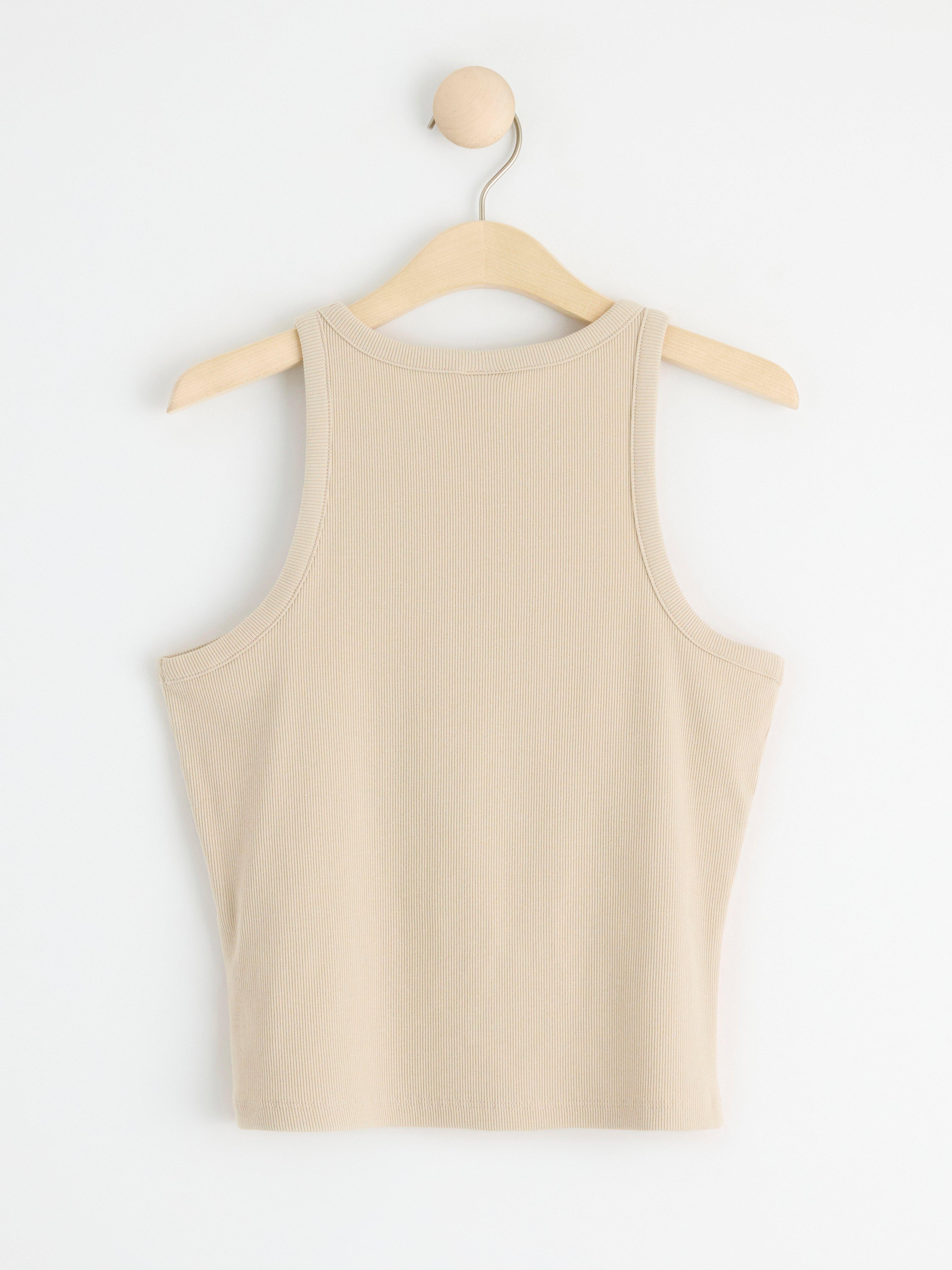 Ribbed tank top Light Beige