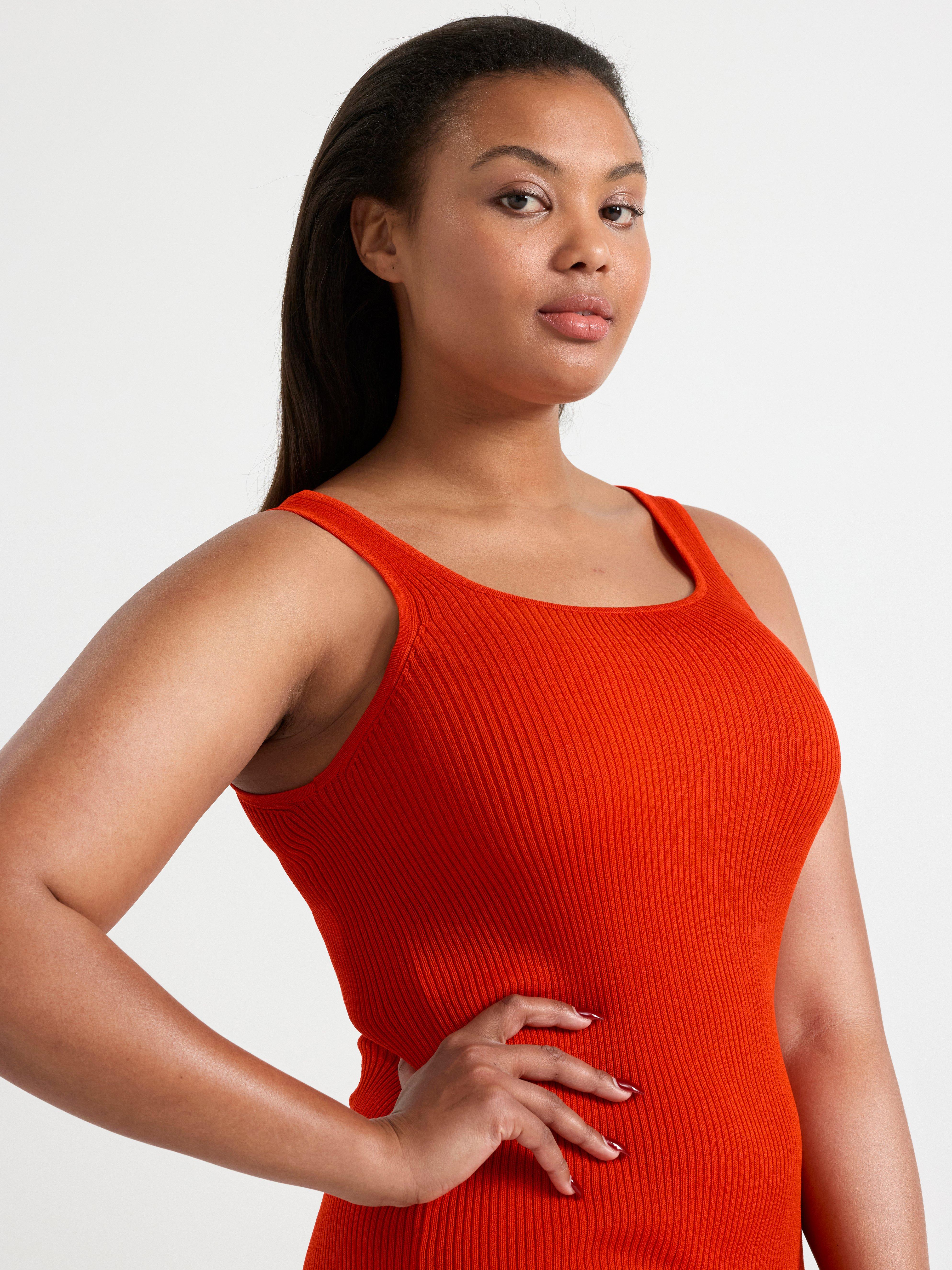 Knitted sleeveless midi dress Red