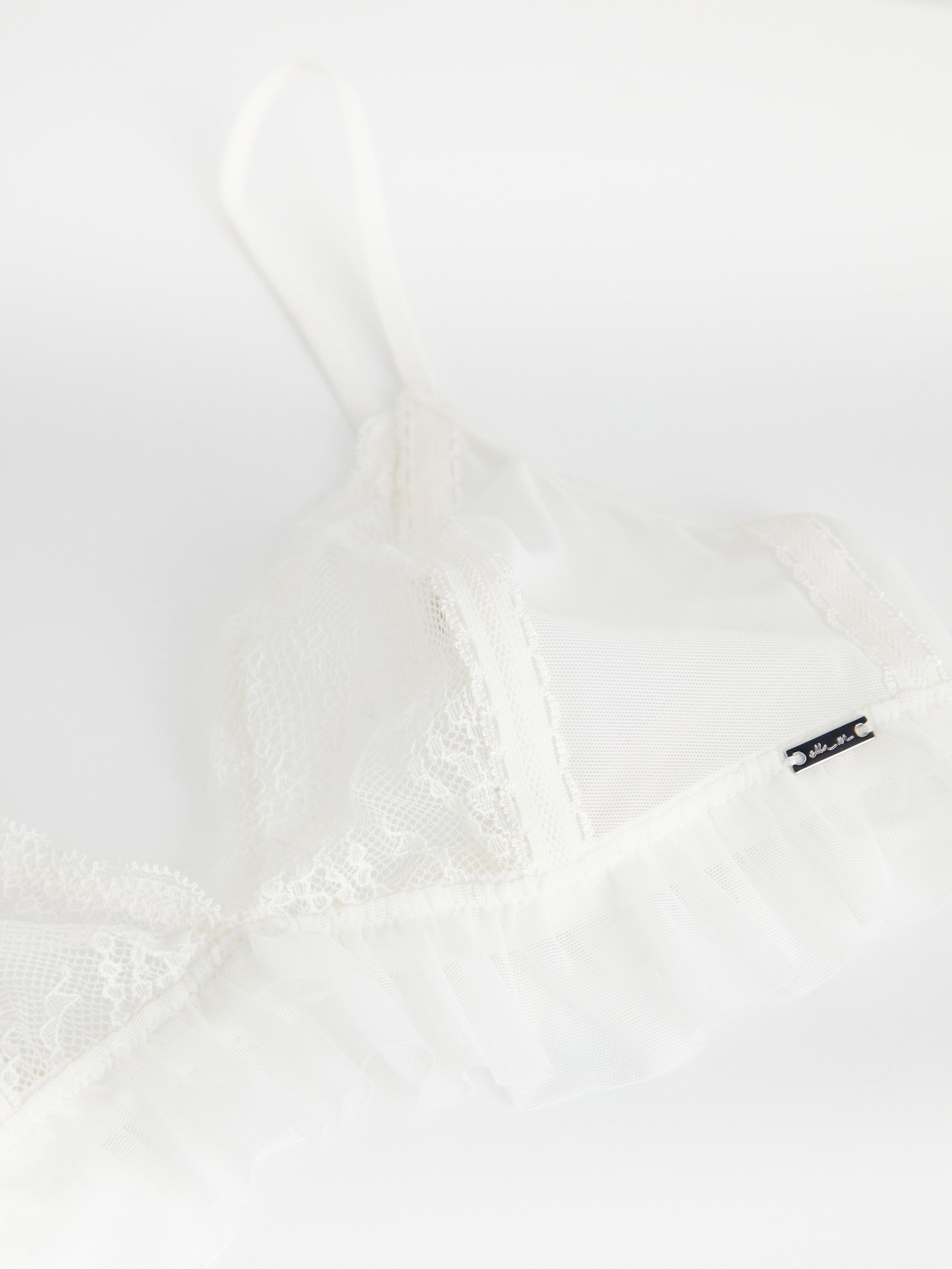 Unpadded bralette with lace Light White