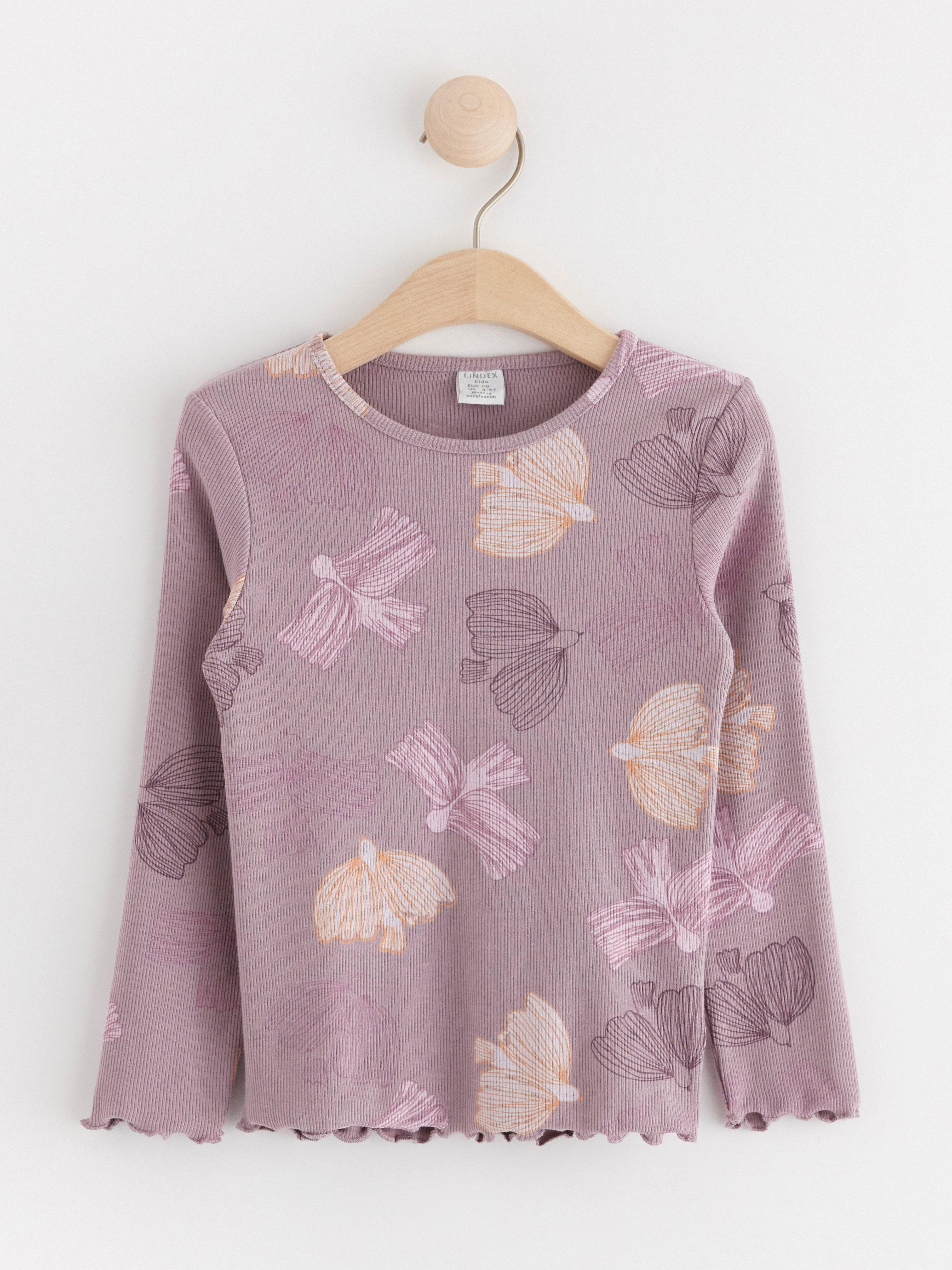 Top ribbed with frill details Light Dusty Lilac