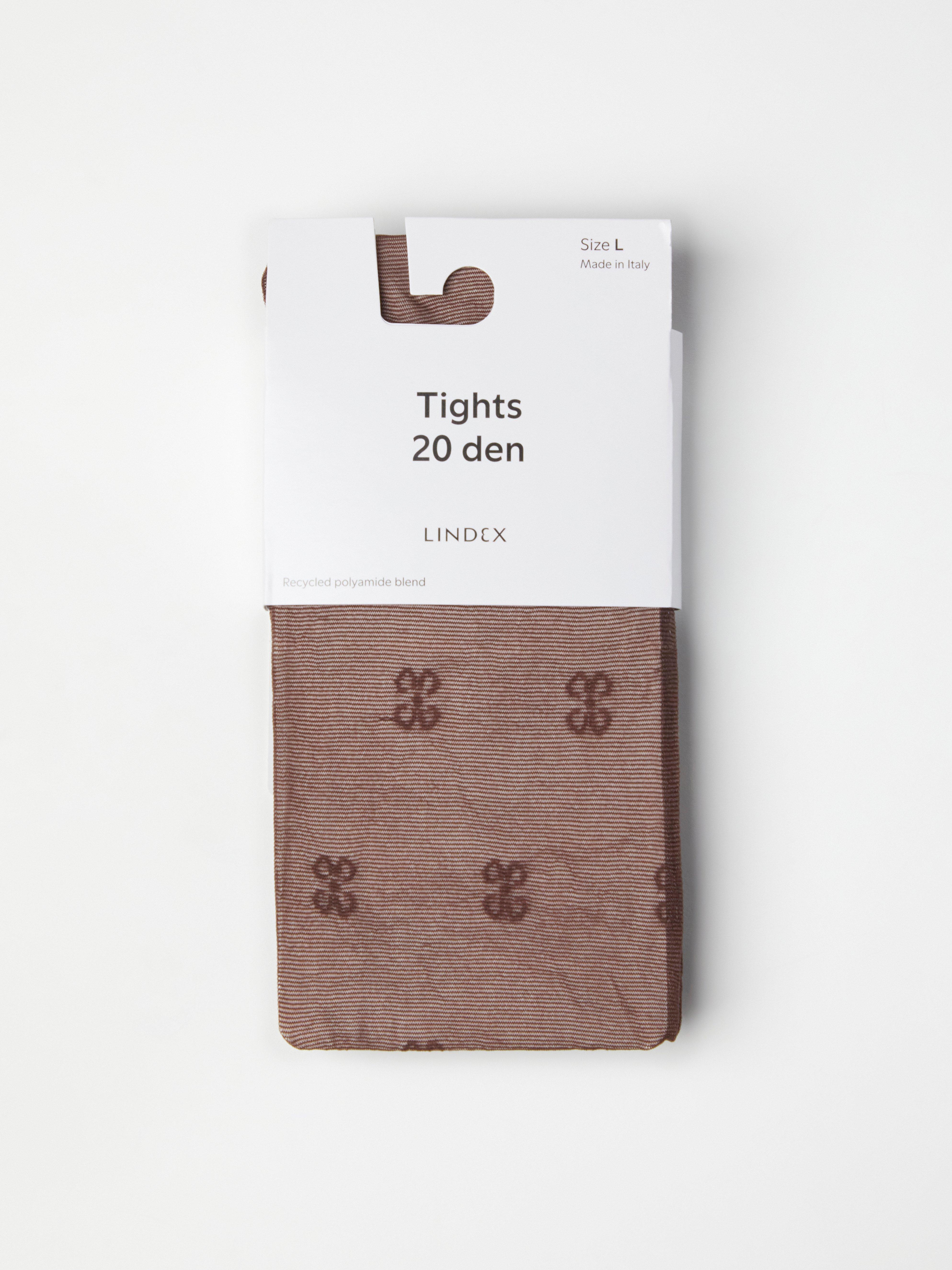 20 denier semi shine tights with pattern Dark Dusty Brown