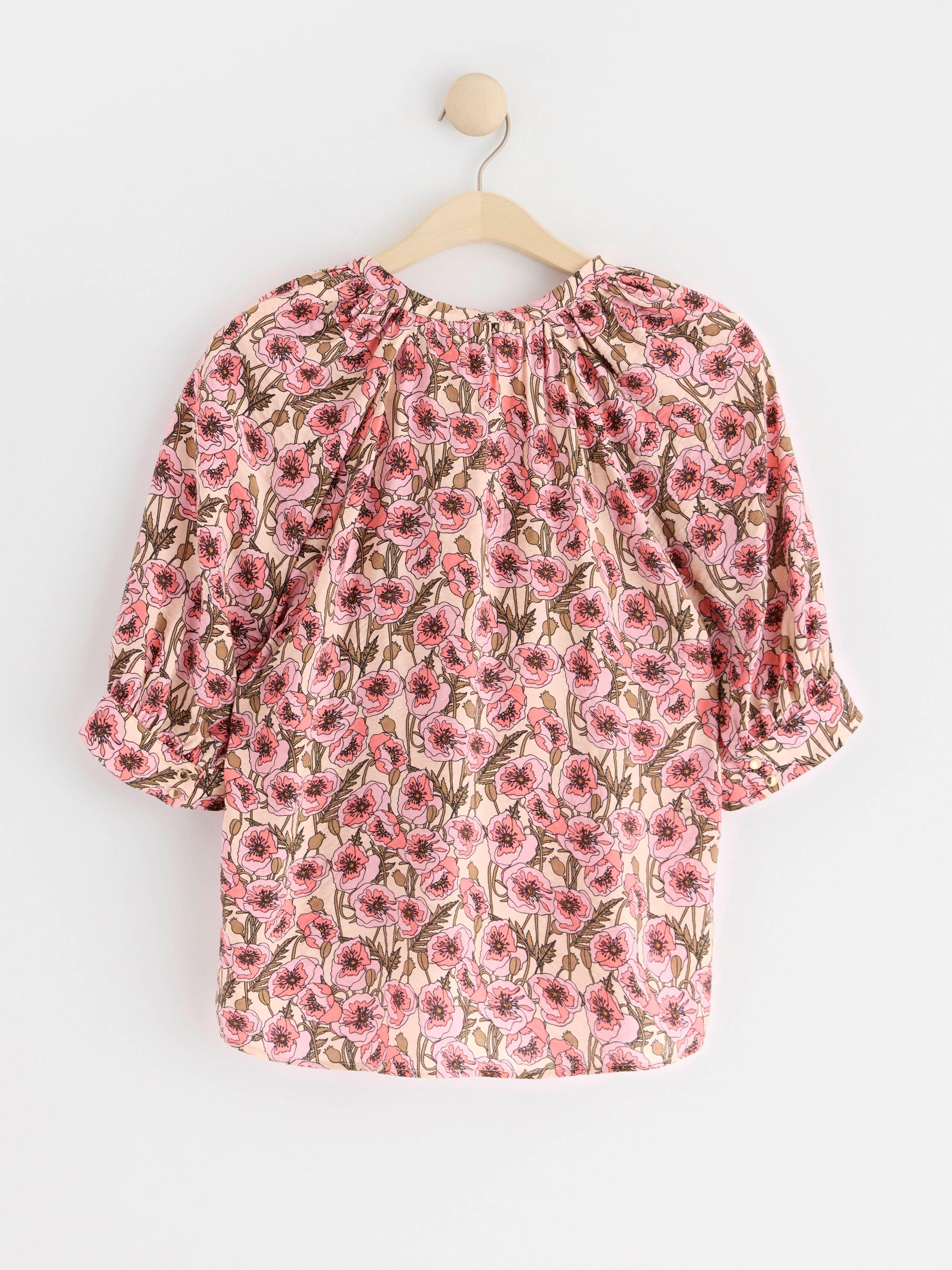 Blouse with puff sleeves Pink
