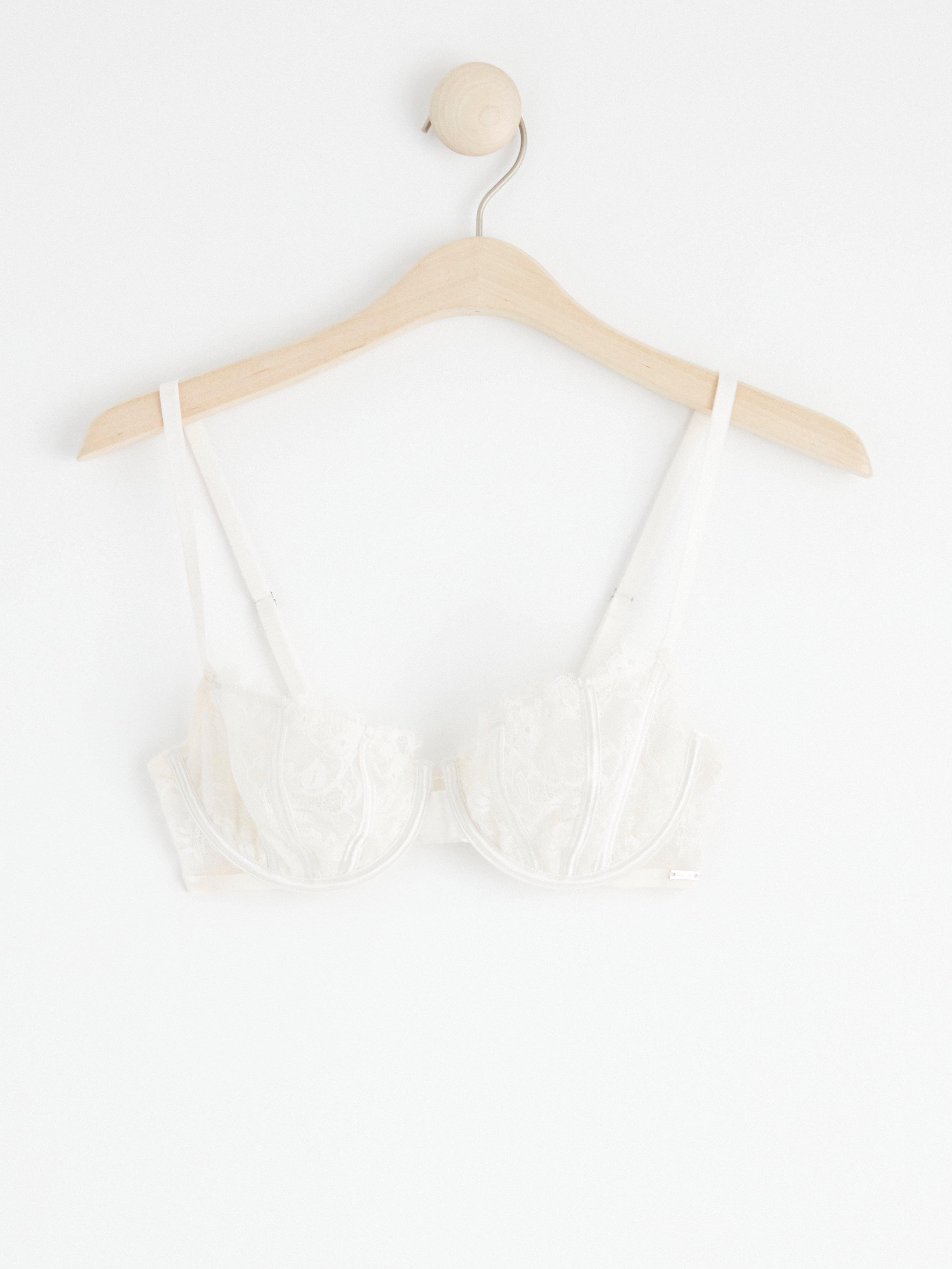 Senna unpadded bra with lace Light White