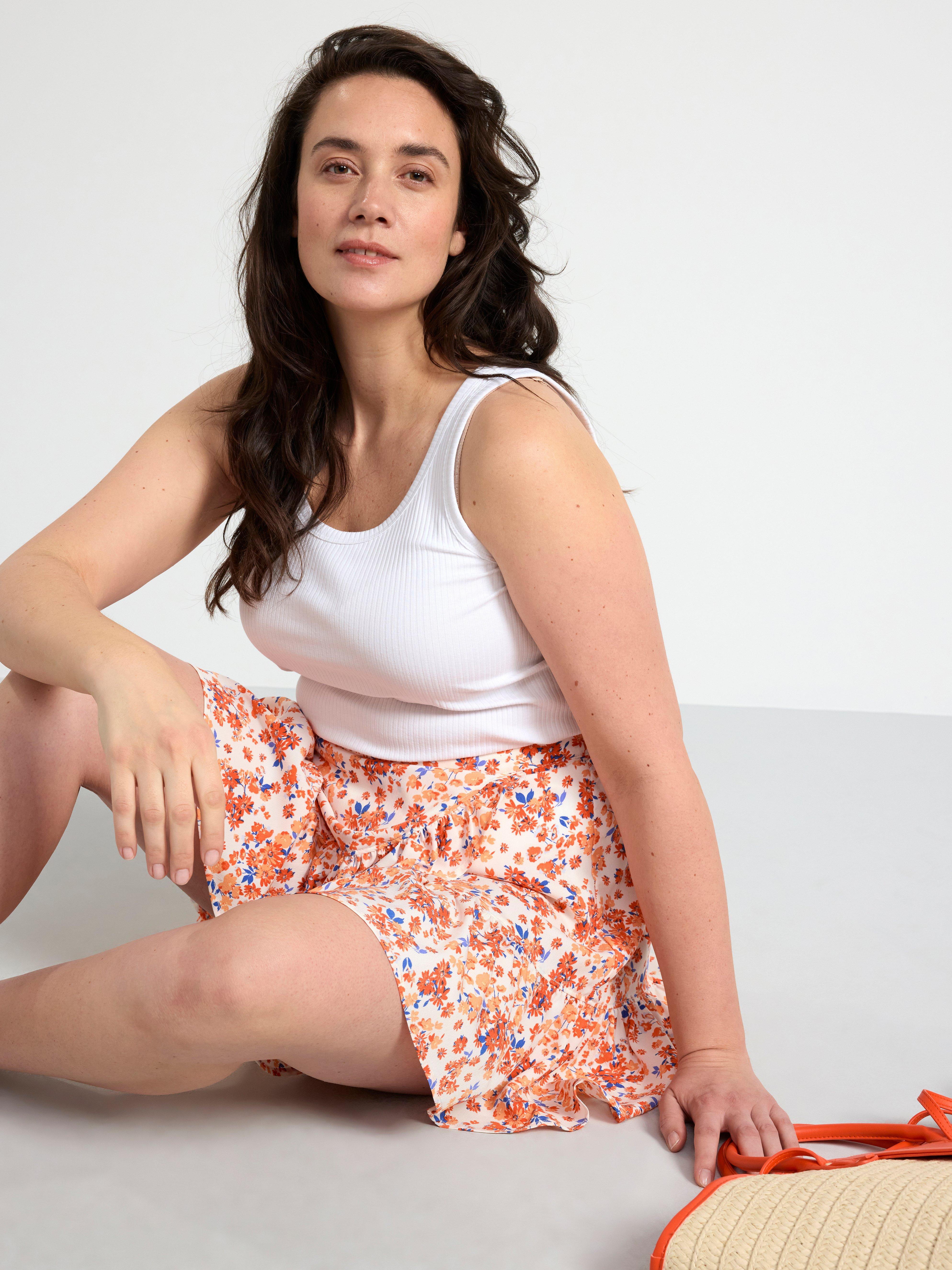 Mini skirt with flounces Orange