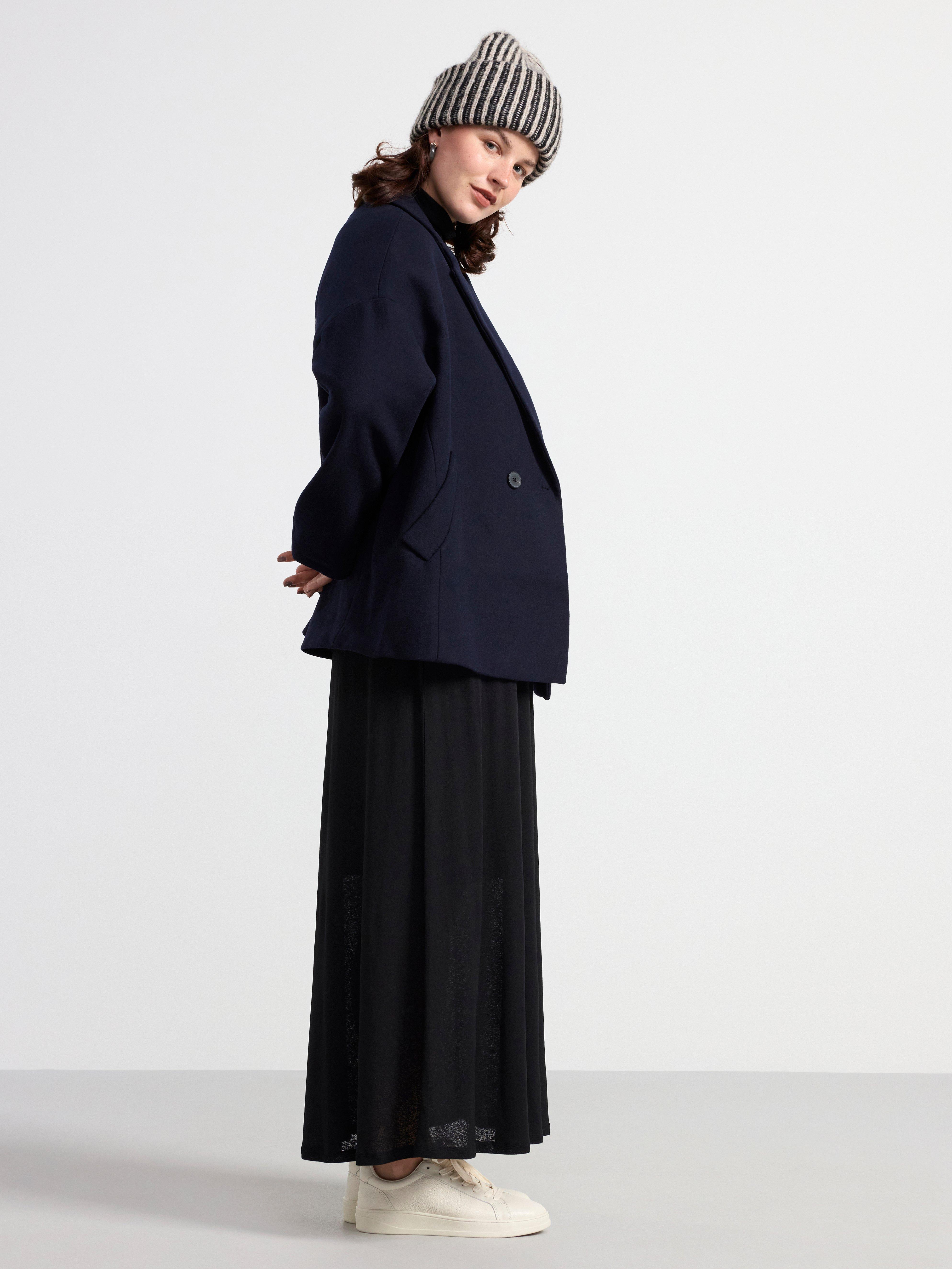 Jacket in wool blend with double button closure Dark Blue