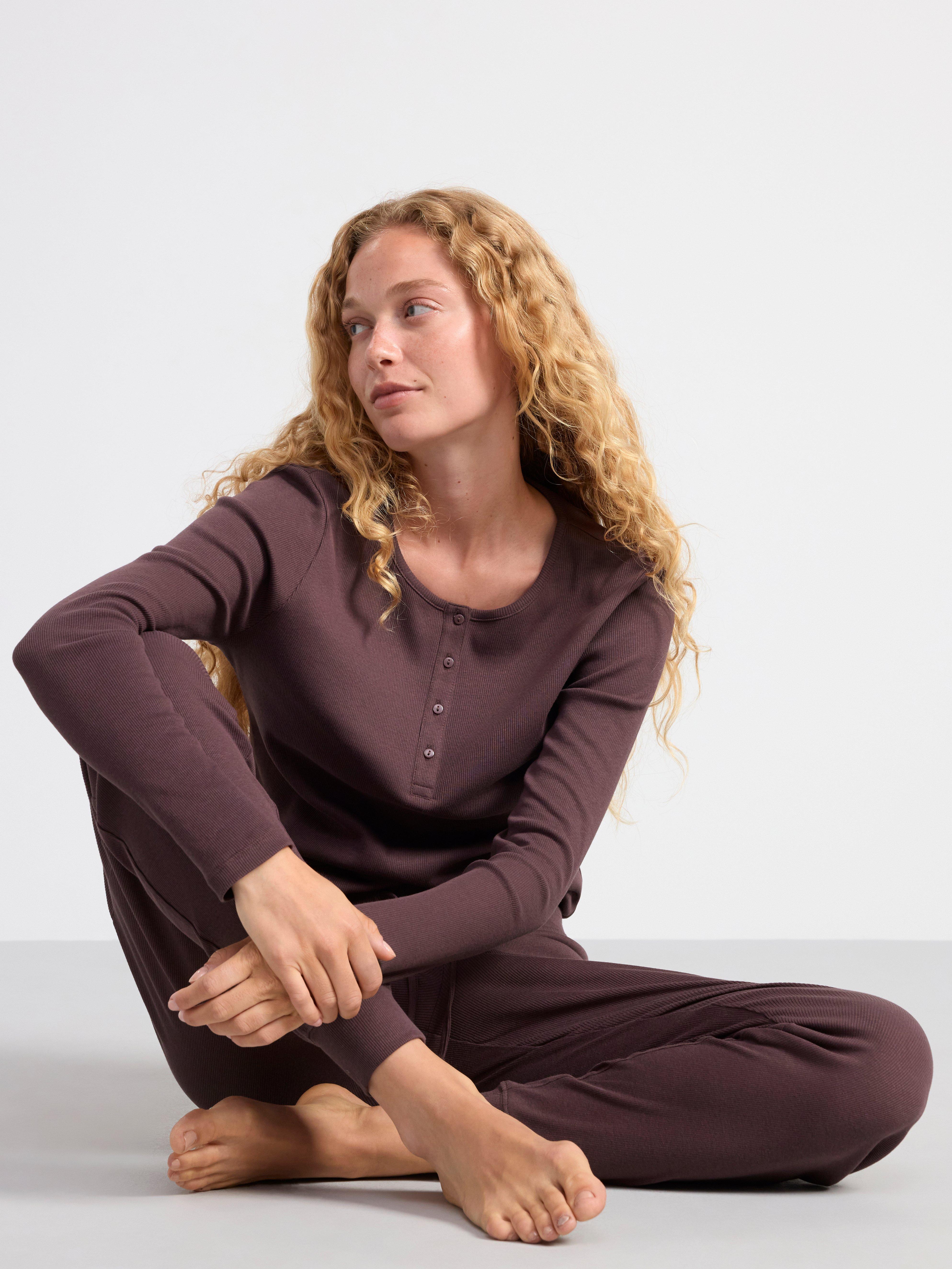 Ribbed pyjama trousers Dark Dusty Lilac