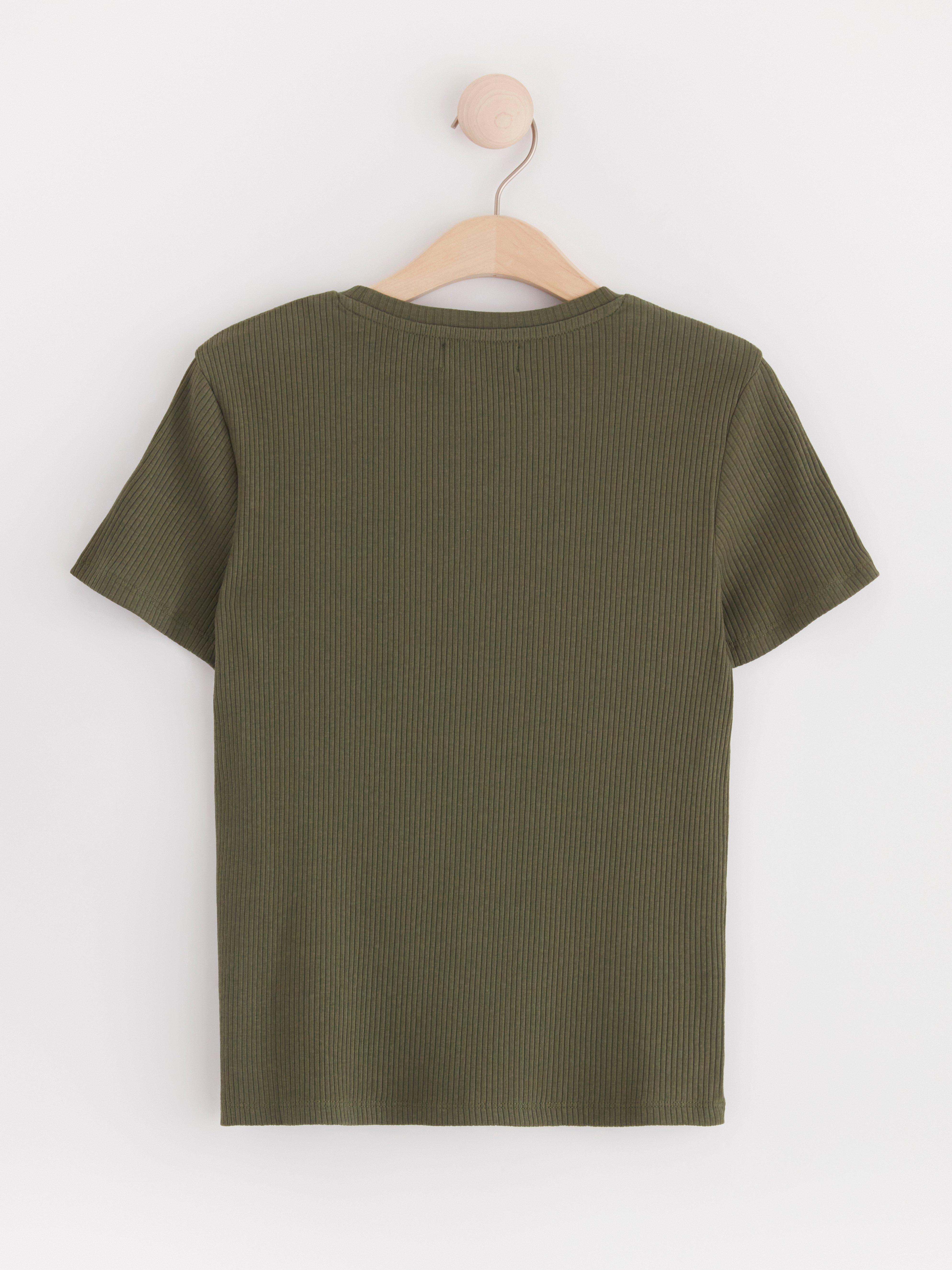 Ribbed short sleeve top Dark Khaki