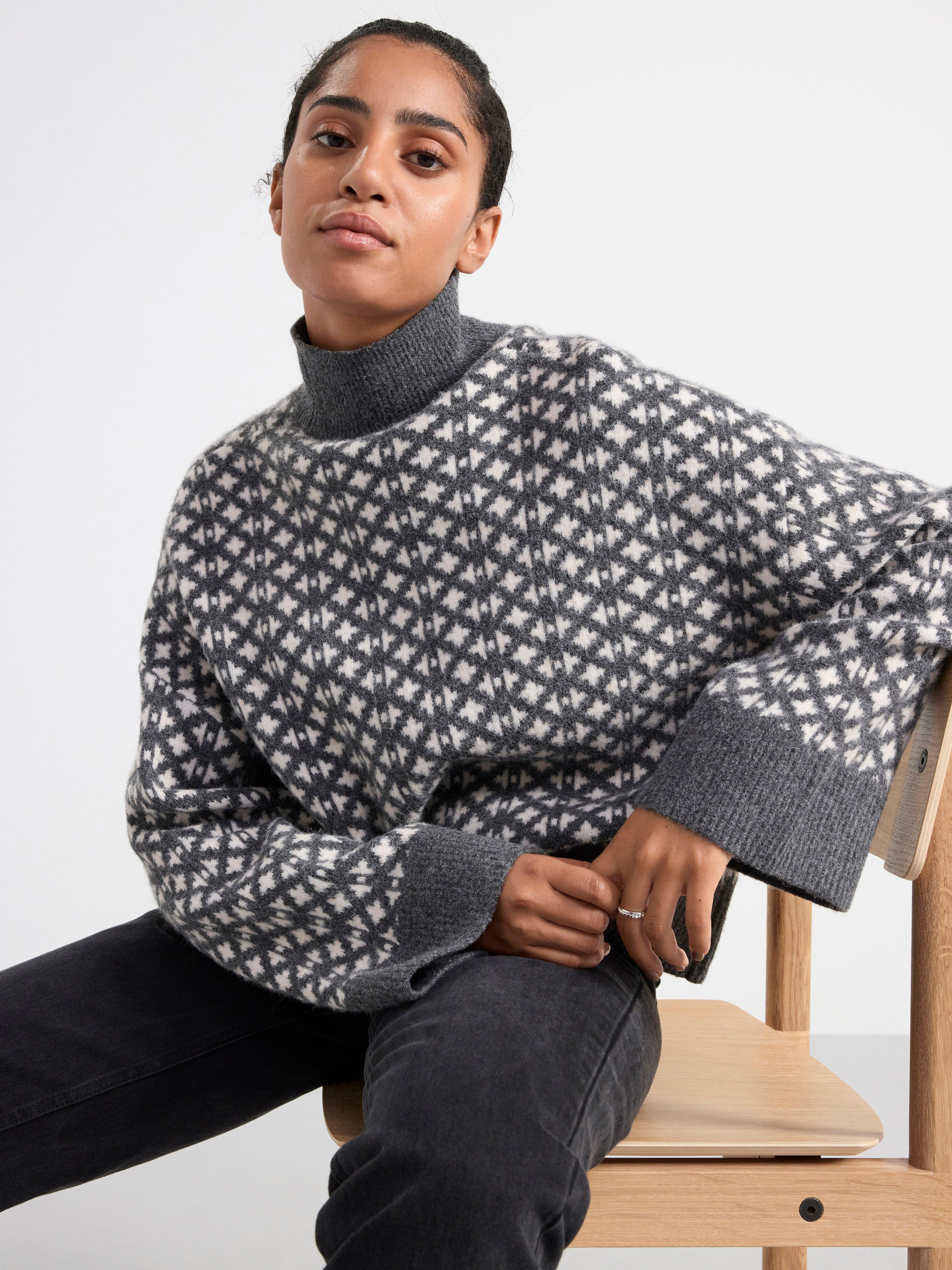 Knitted jumper with pattern Dark Grey Melange