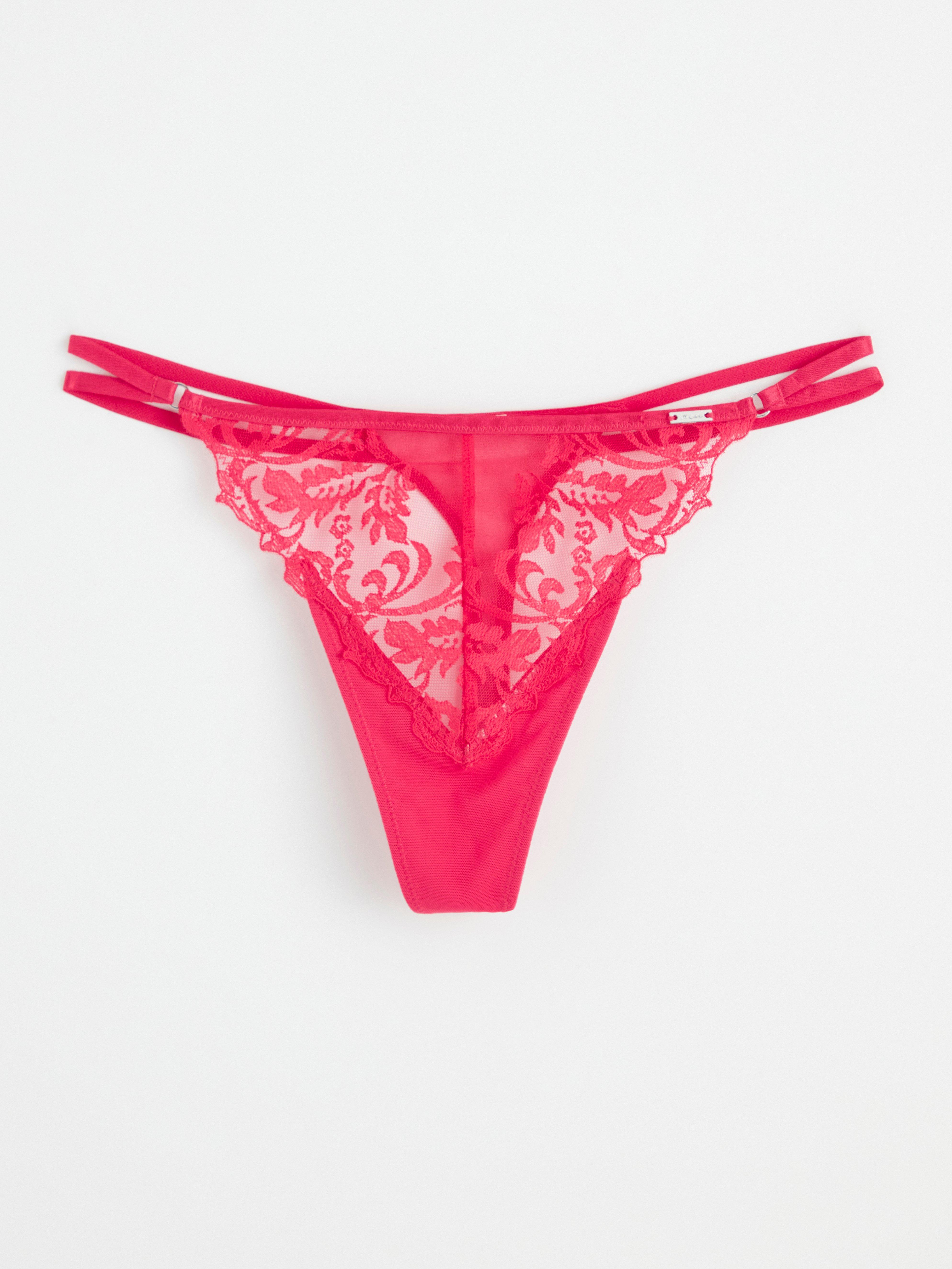Thong low waist with lace Red