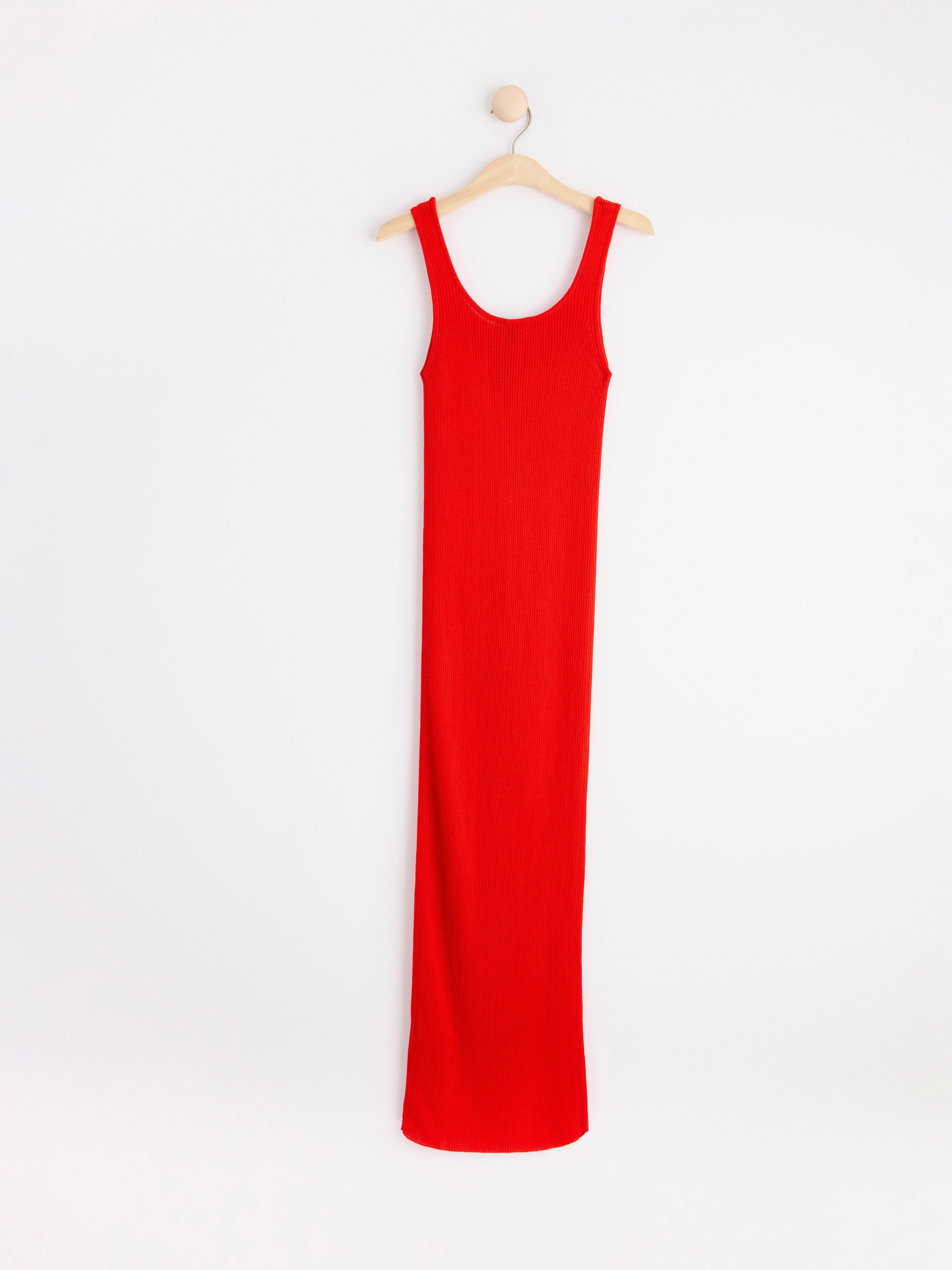 Knitted sleeveless midi dress Red