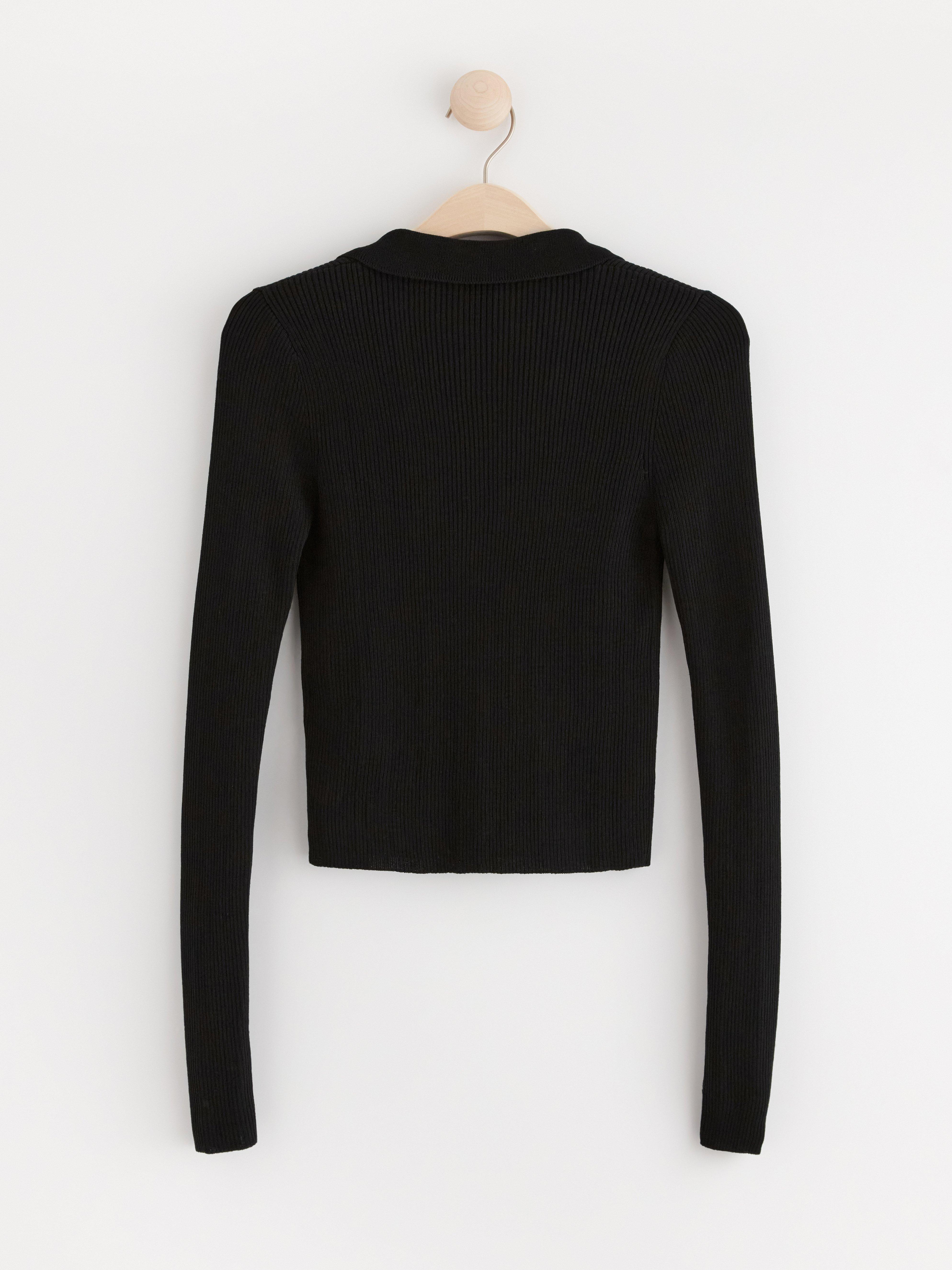 Collared fitted cardigan Black