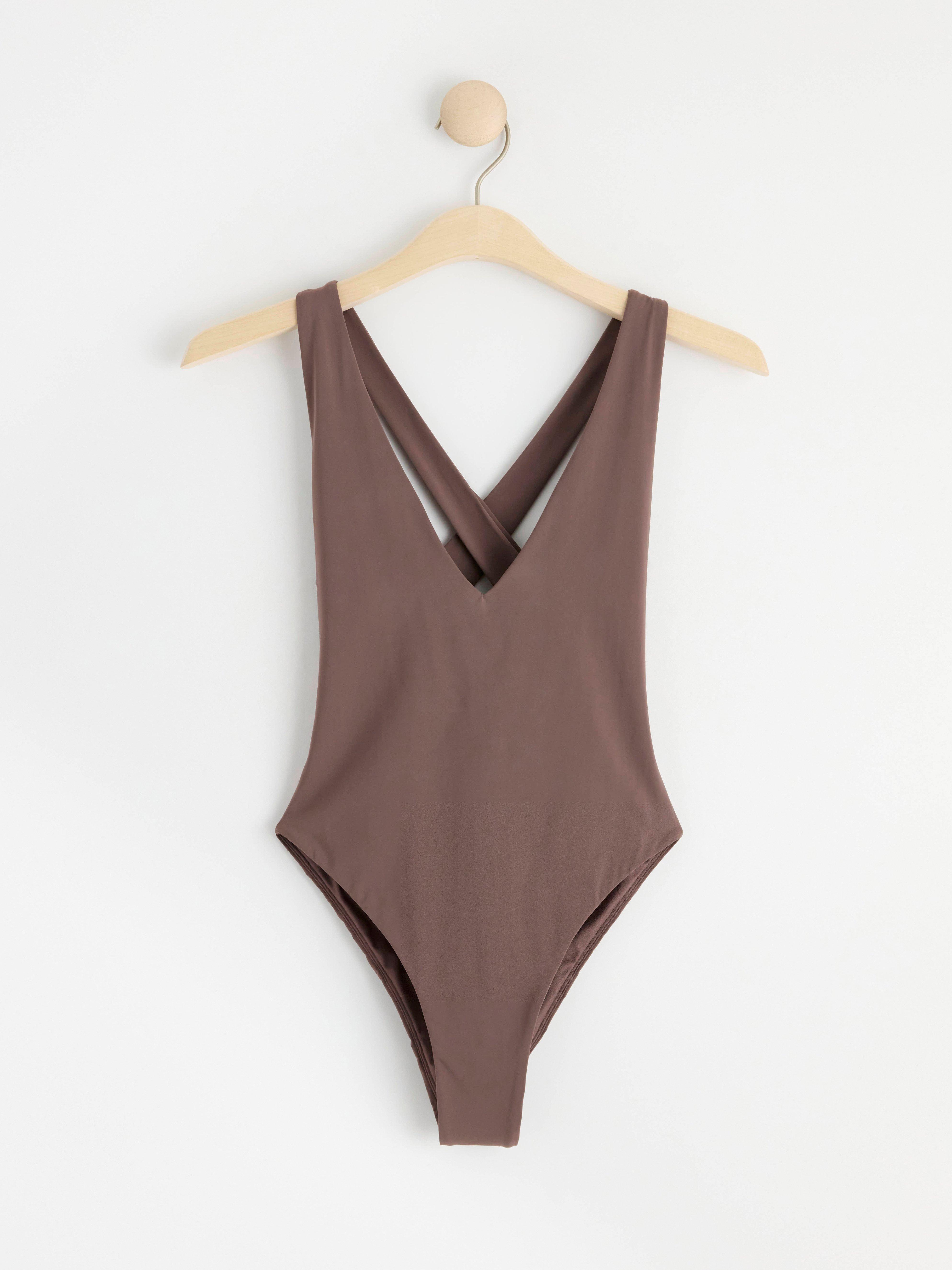 Swimsuit with cross back Dark Dusty Brown