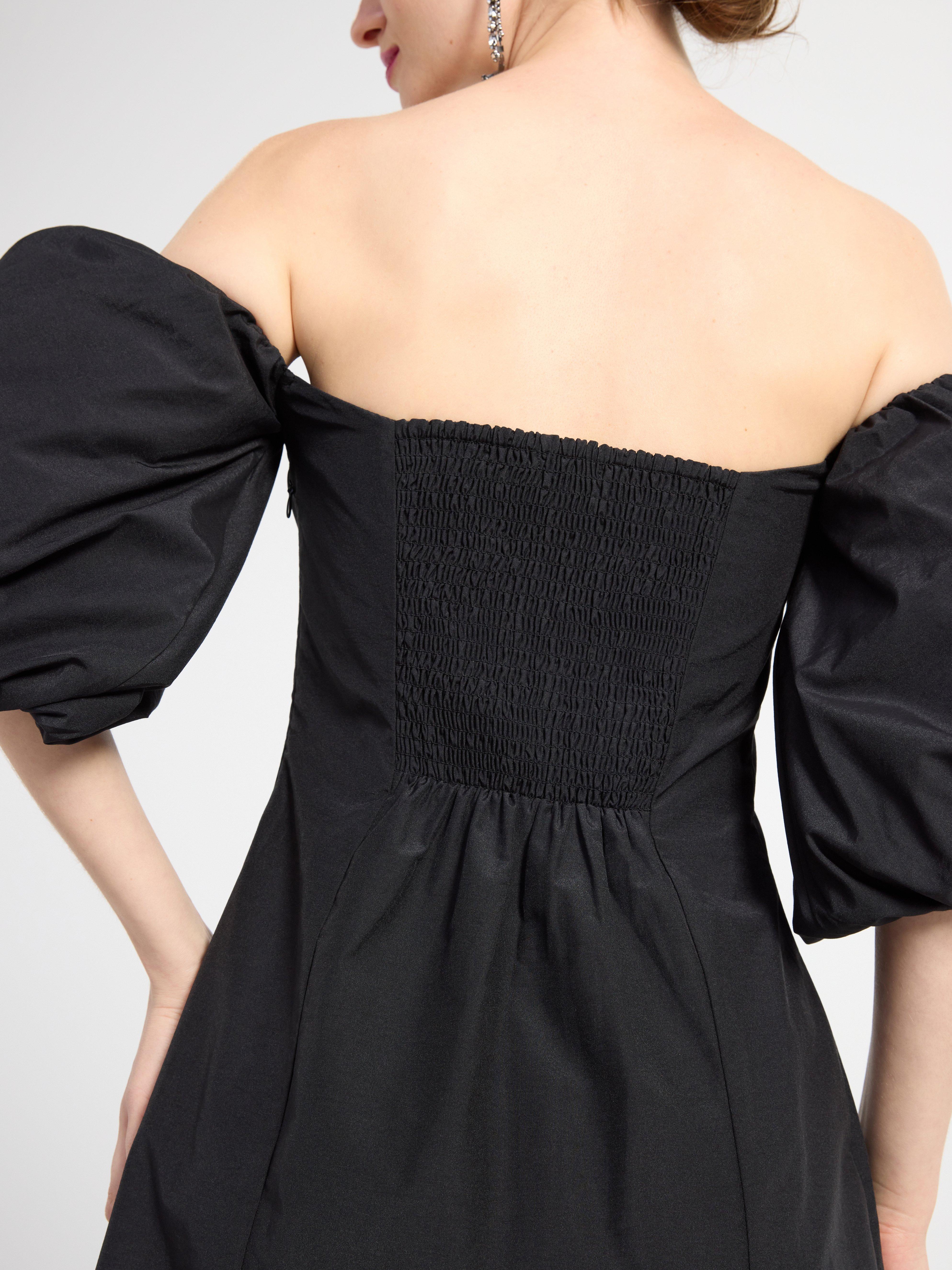 Mini dress with puff sleeves Black