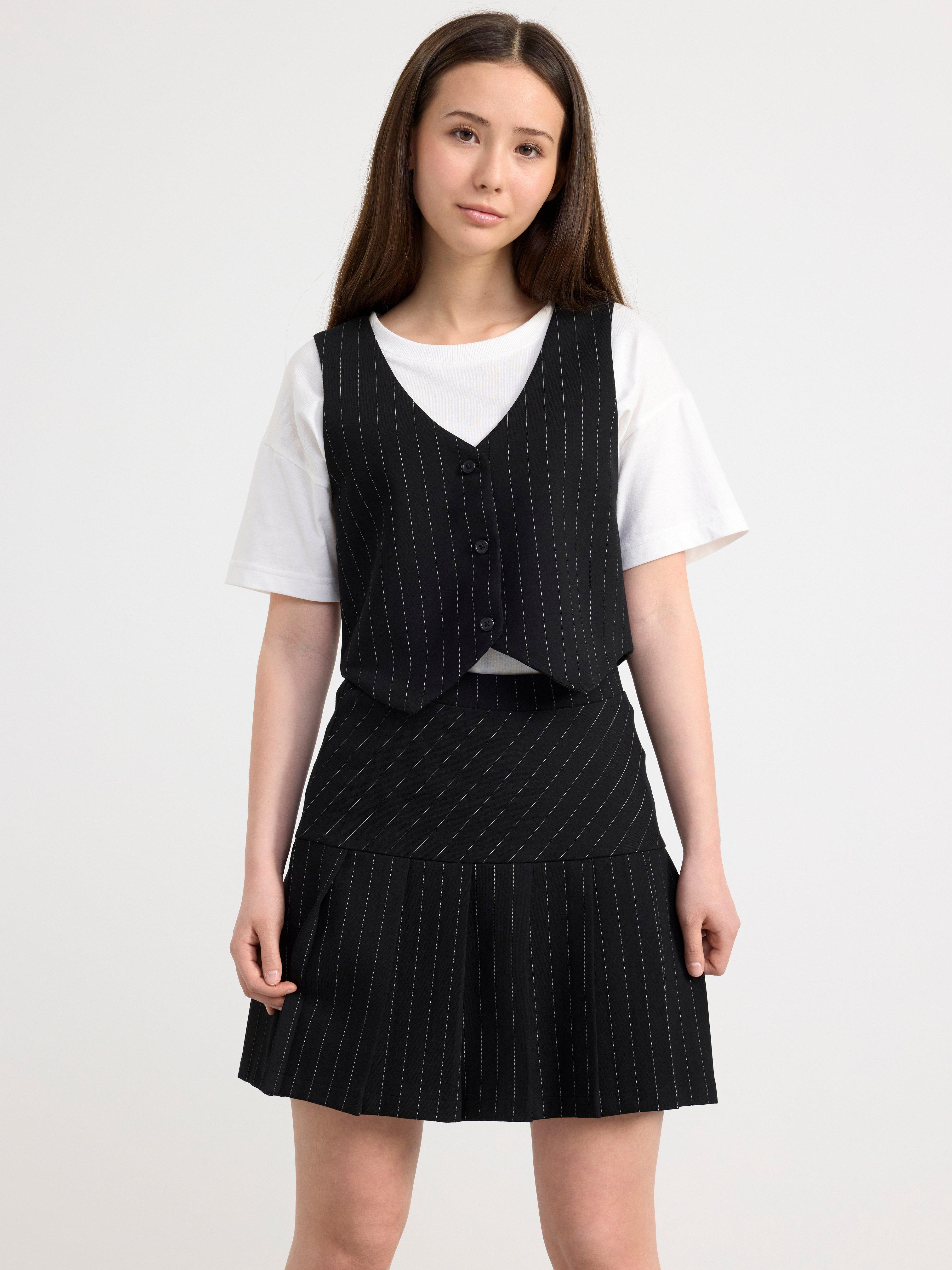 Pinstripe skirt Black