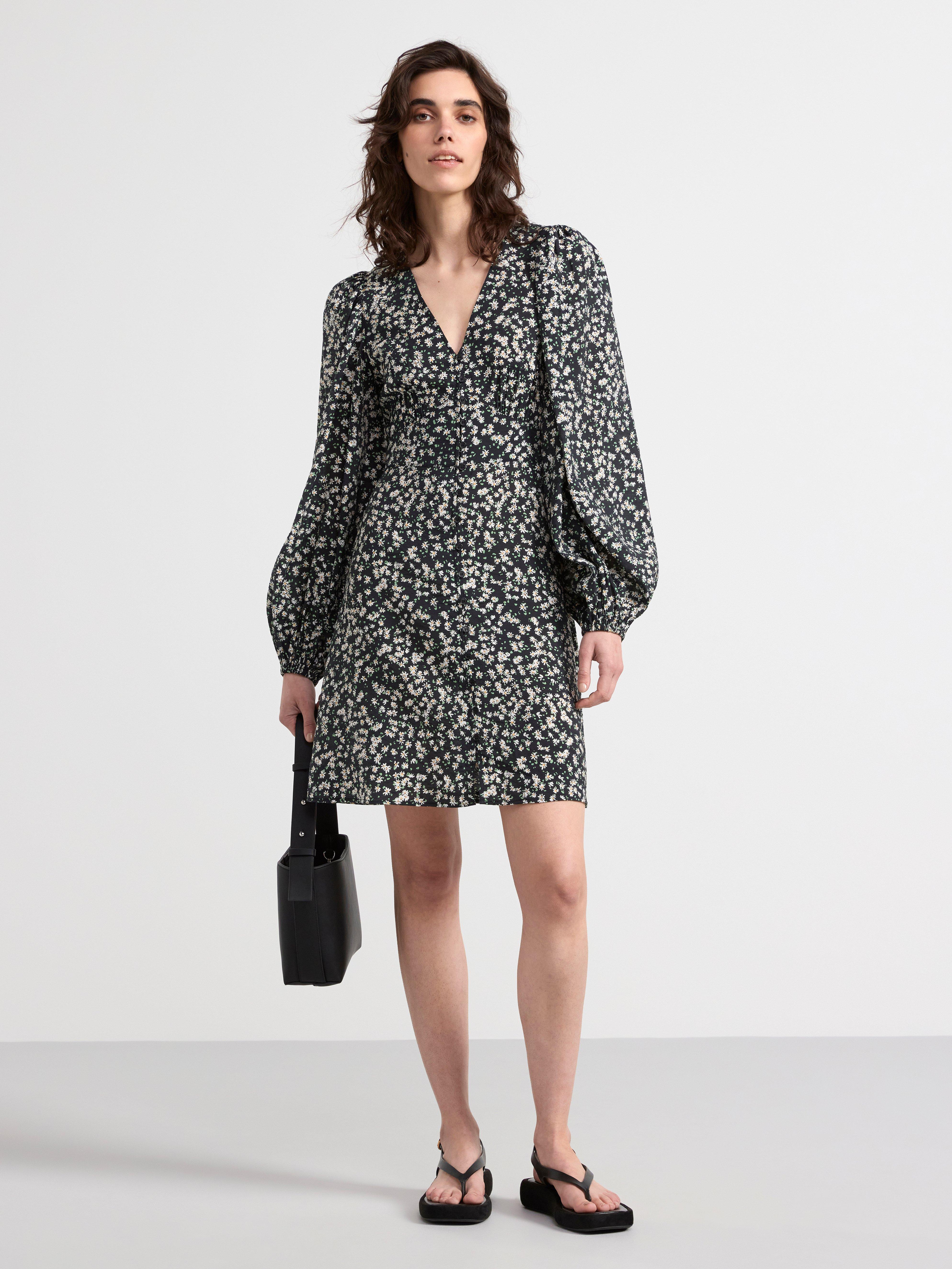 Puff sleeve midi dress Light White