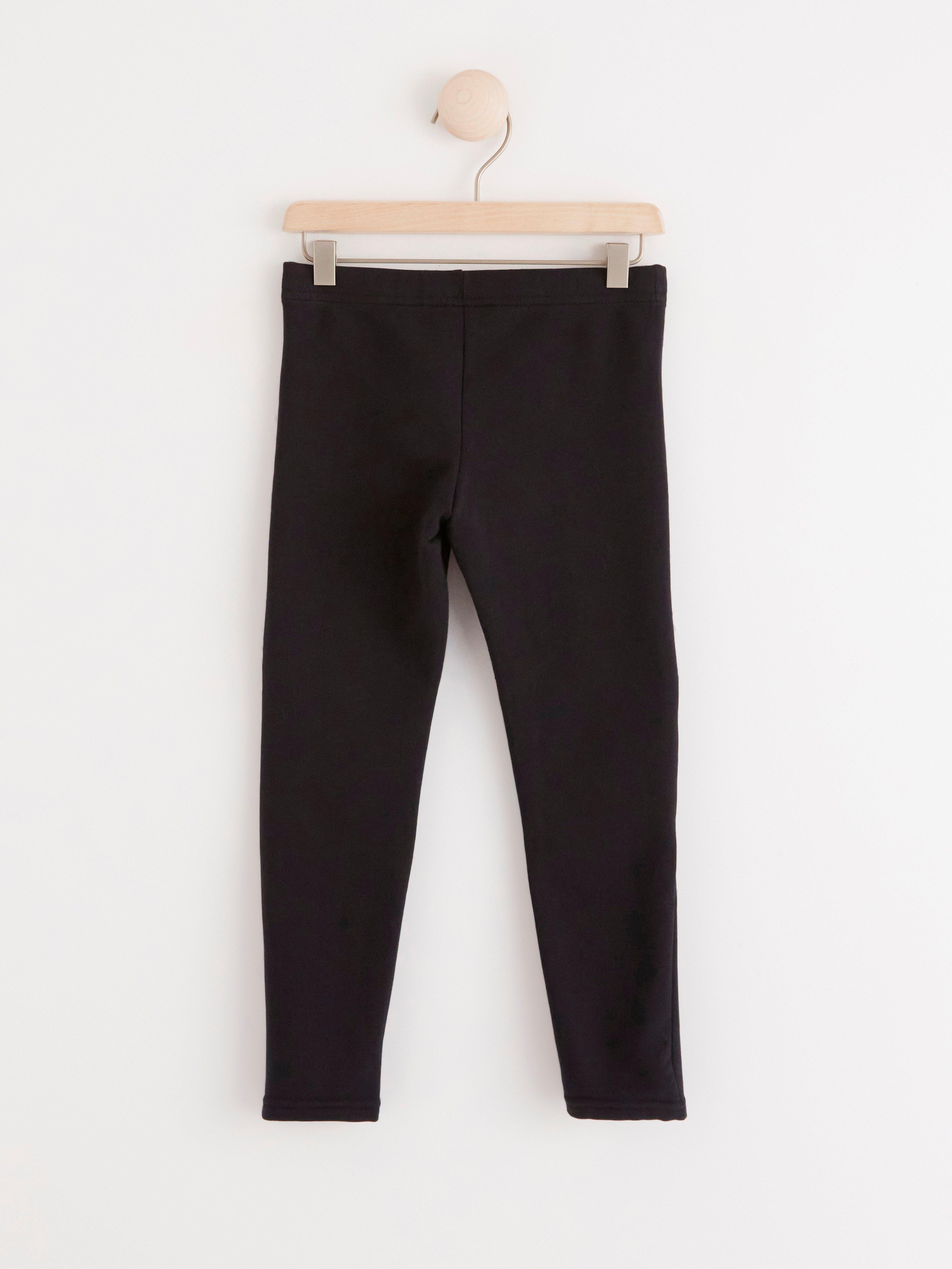 Leggings with knee patches and brushed inside Black