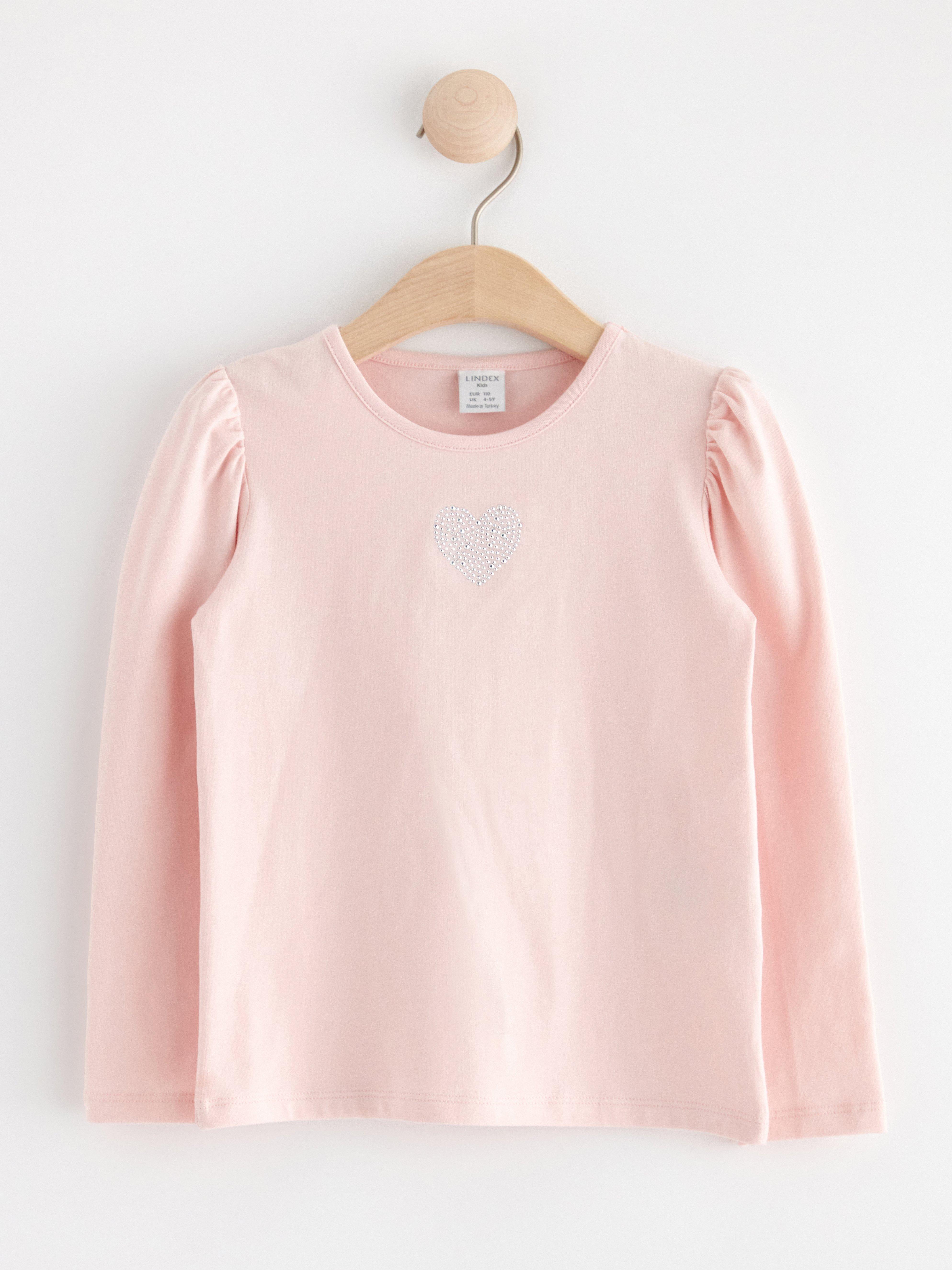 Long sleeve top with rhinestones Light Dusty Pink