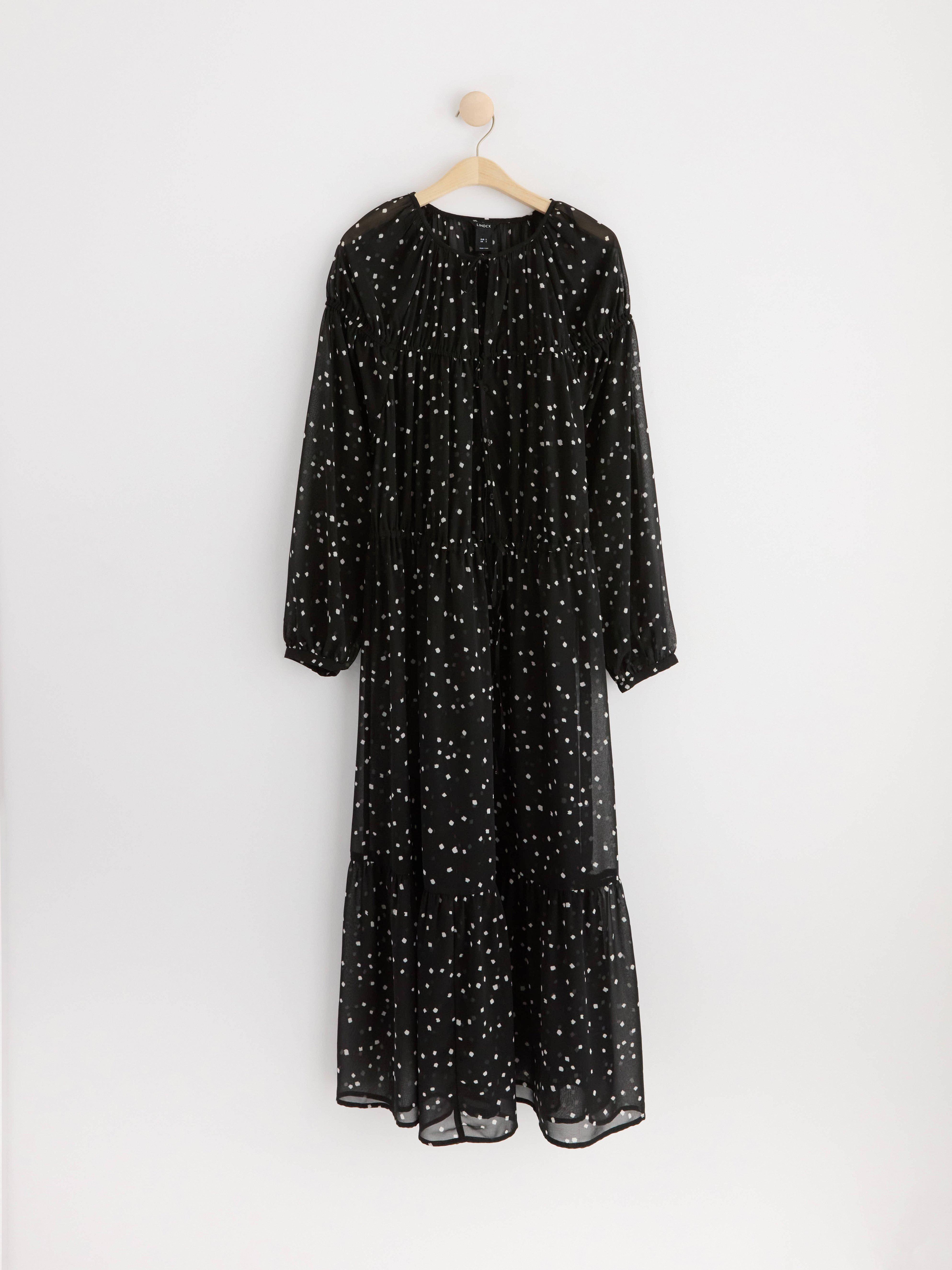 Puff sleeve maxi dress Black