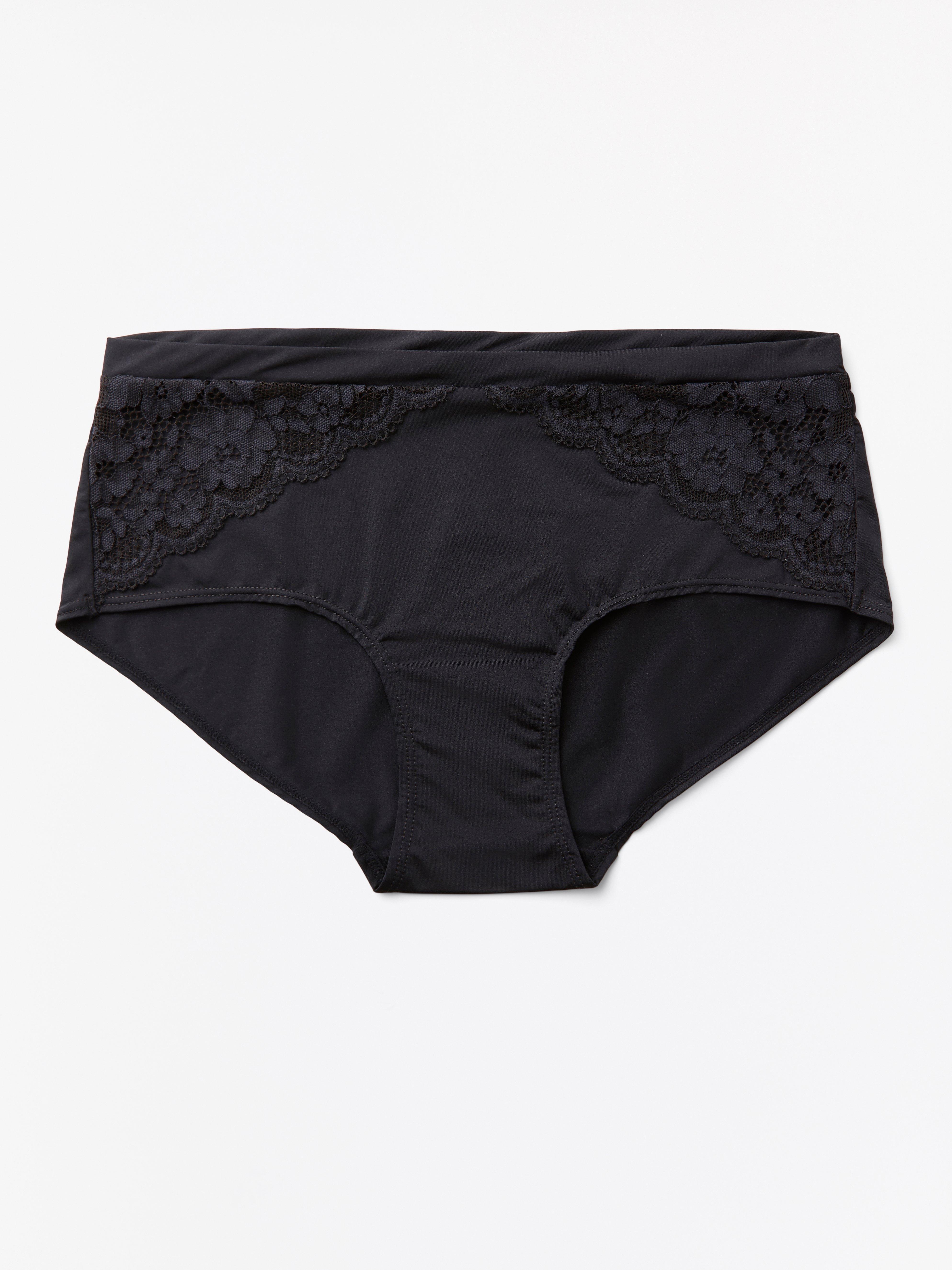 Regular waist brief with lace Black