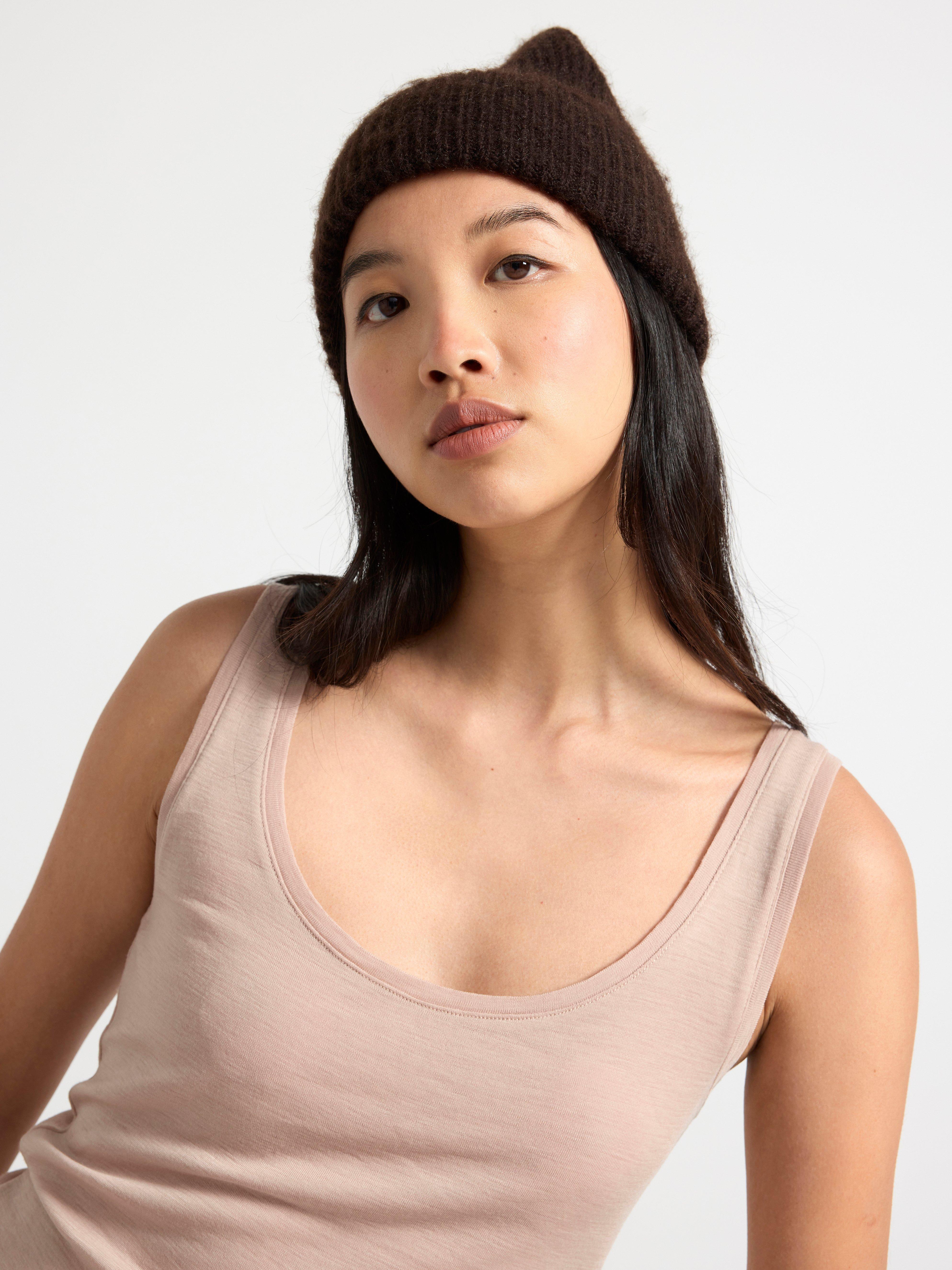 Tank top in merino wool Dusty Beige