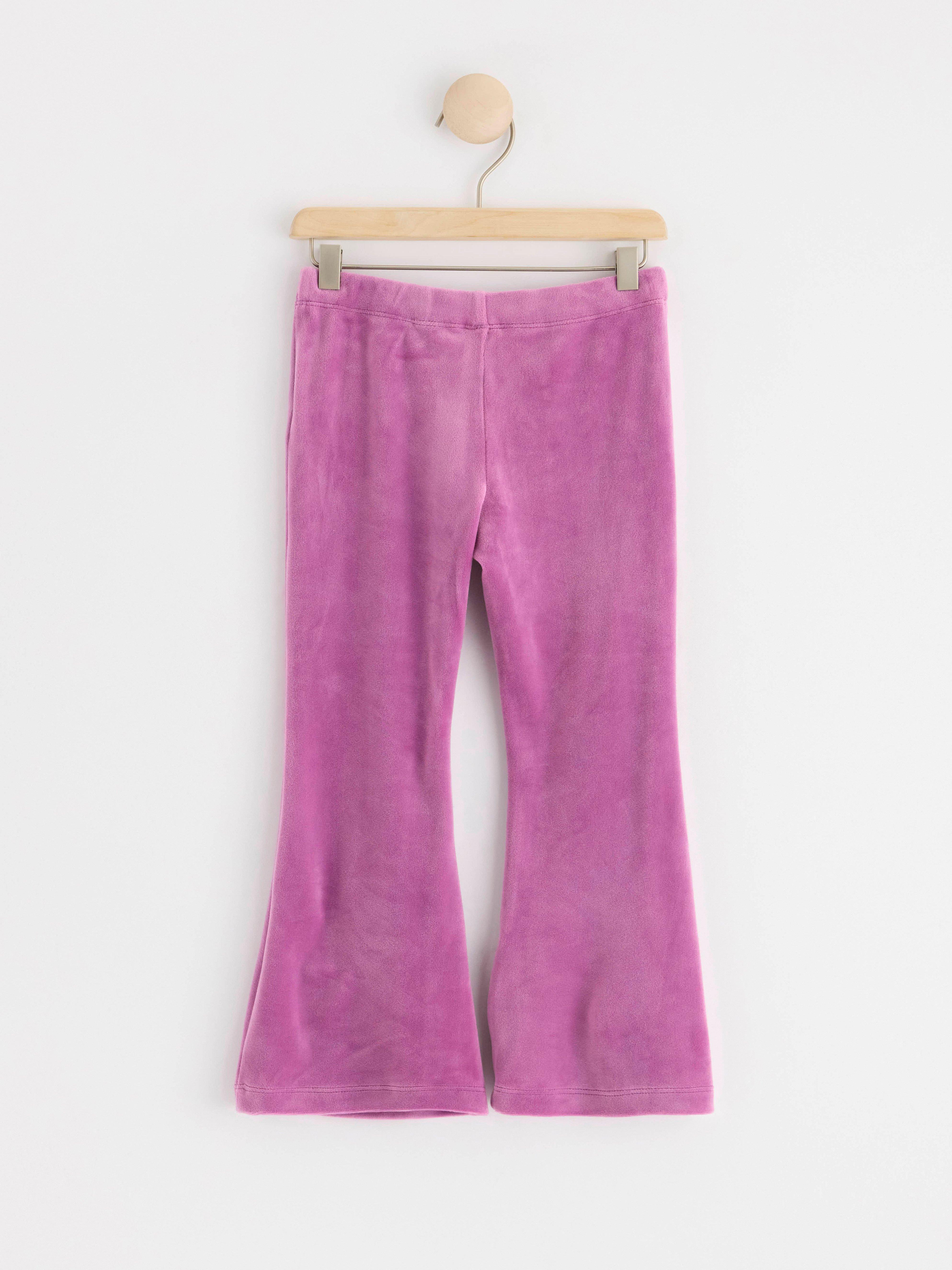 Flared velour trousers Dark Dusty Lilac