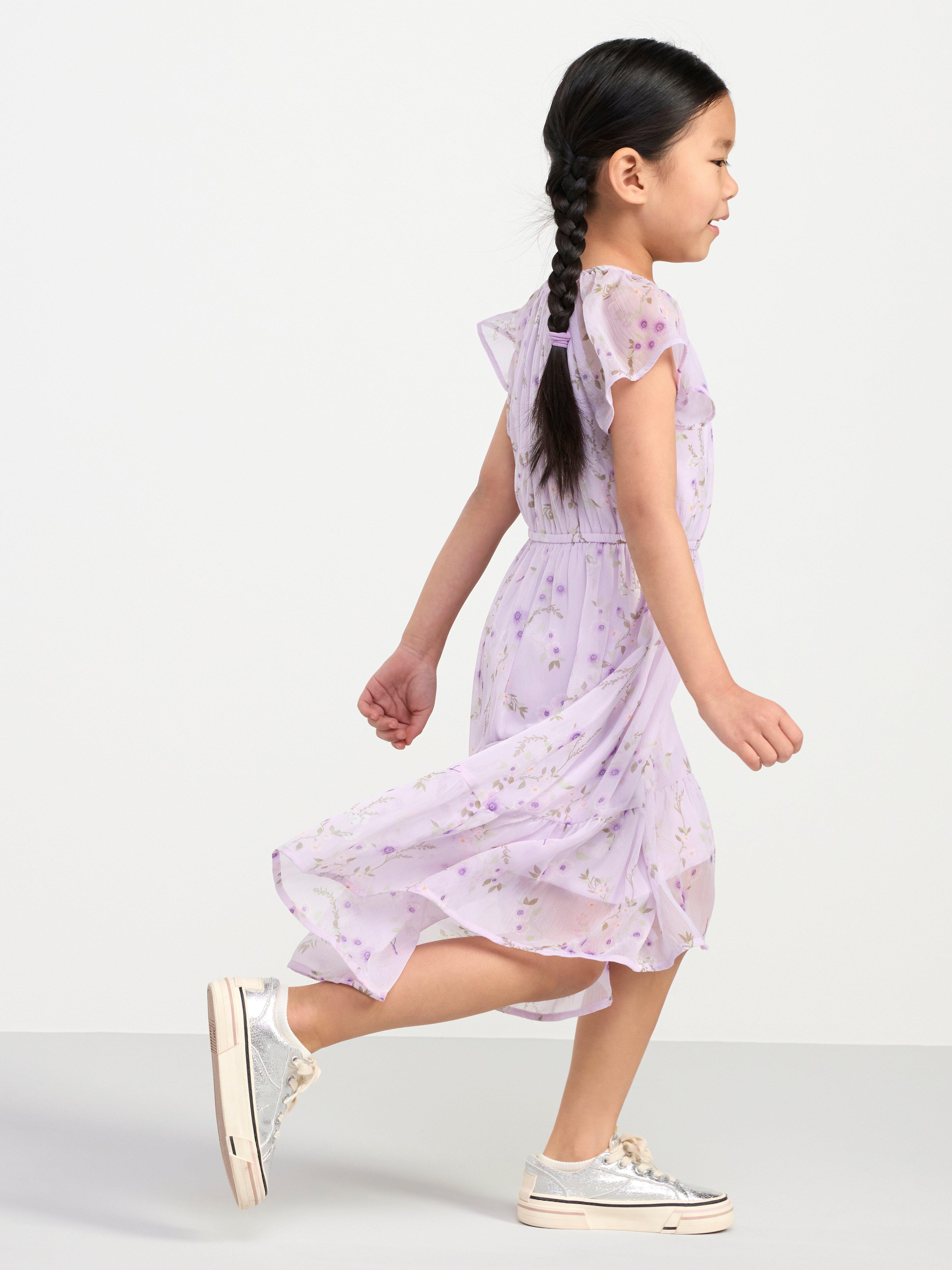 High-low short sleeve chiffon dress Light Lilac