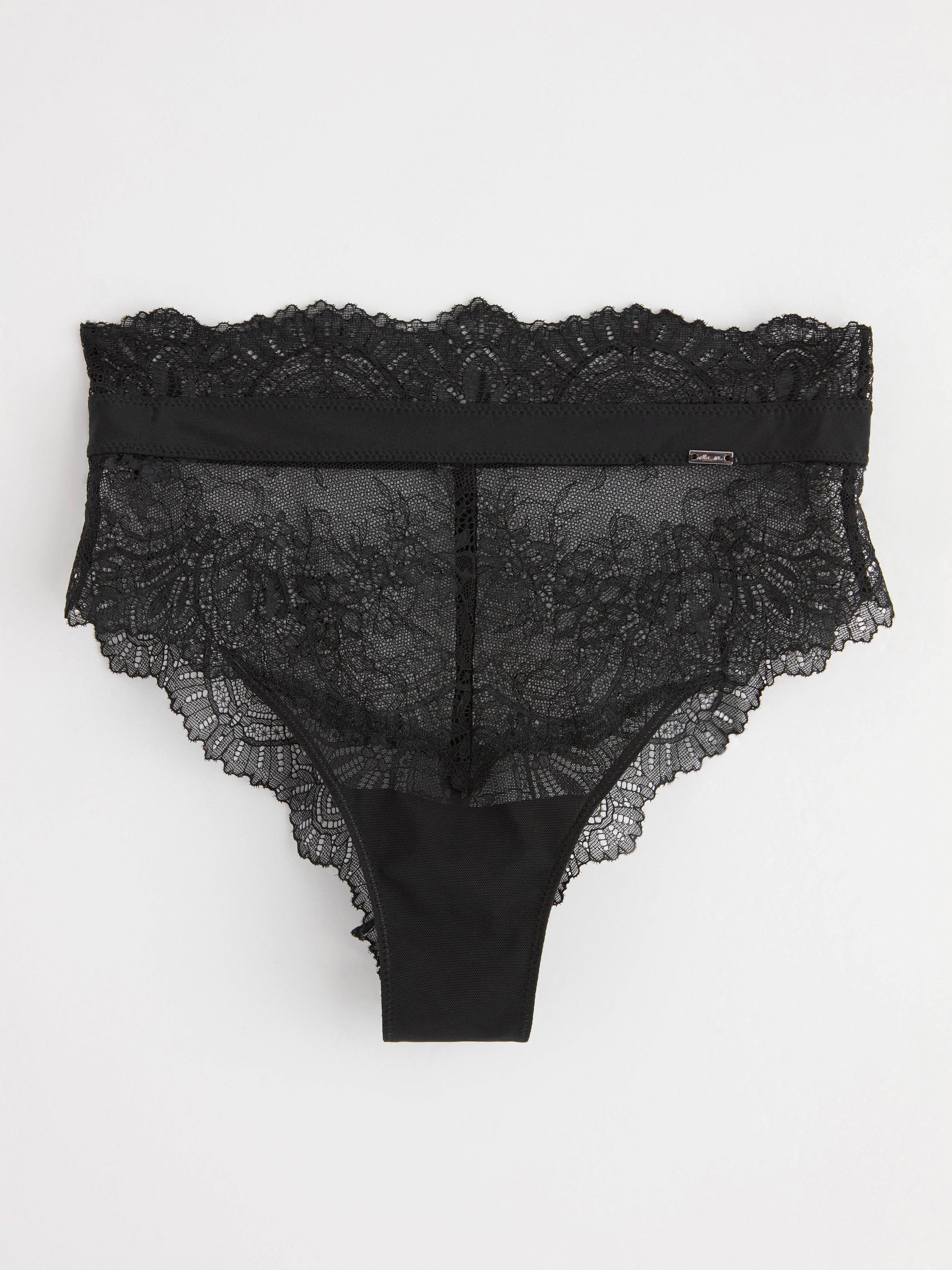 Brazilian briefs high waist with lace Black