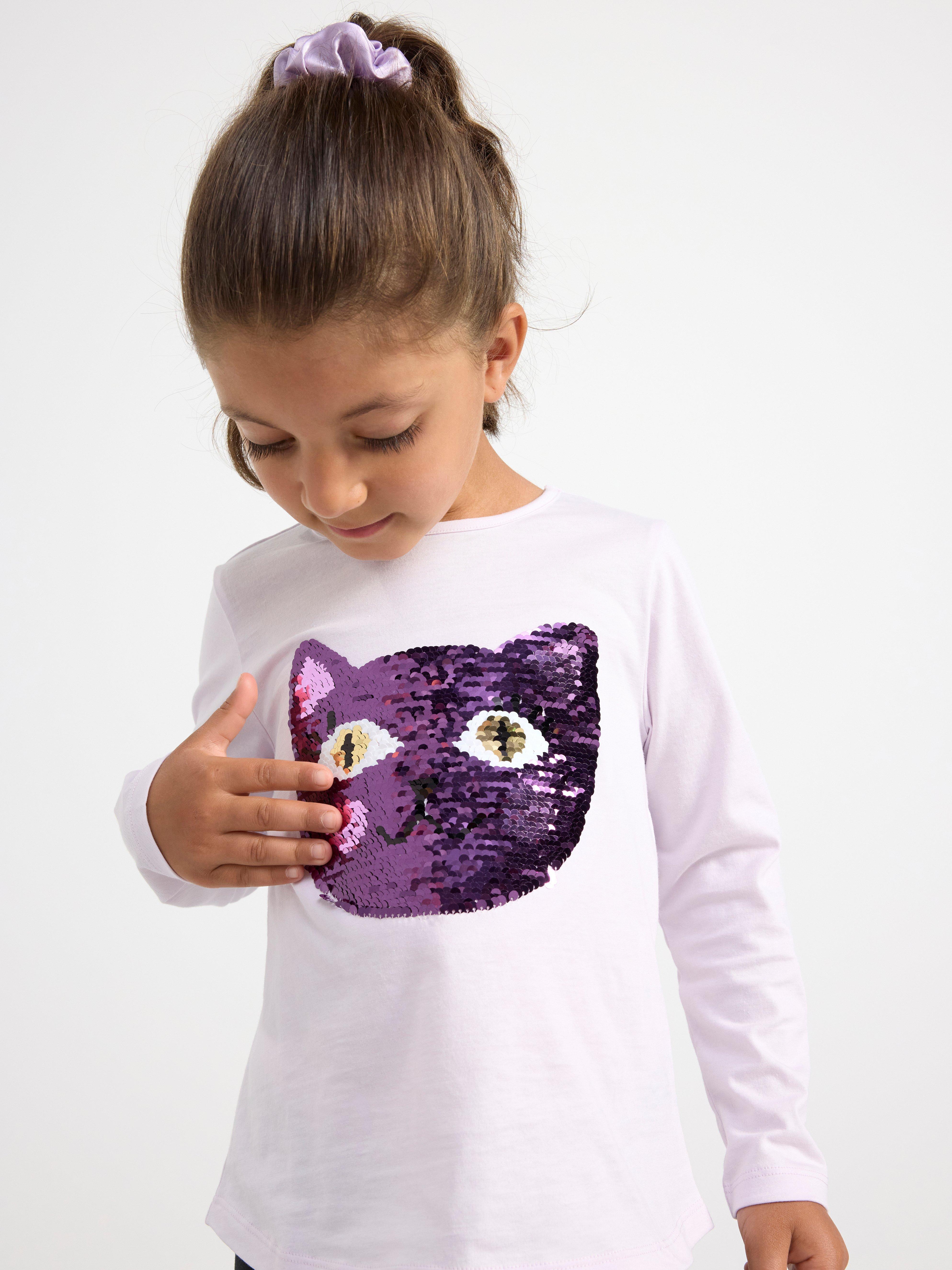 Long sleeve top with reversible sequins Light Lilac