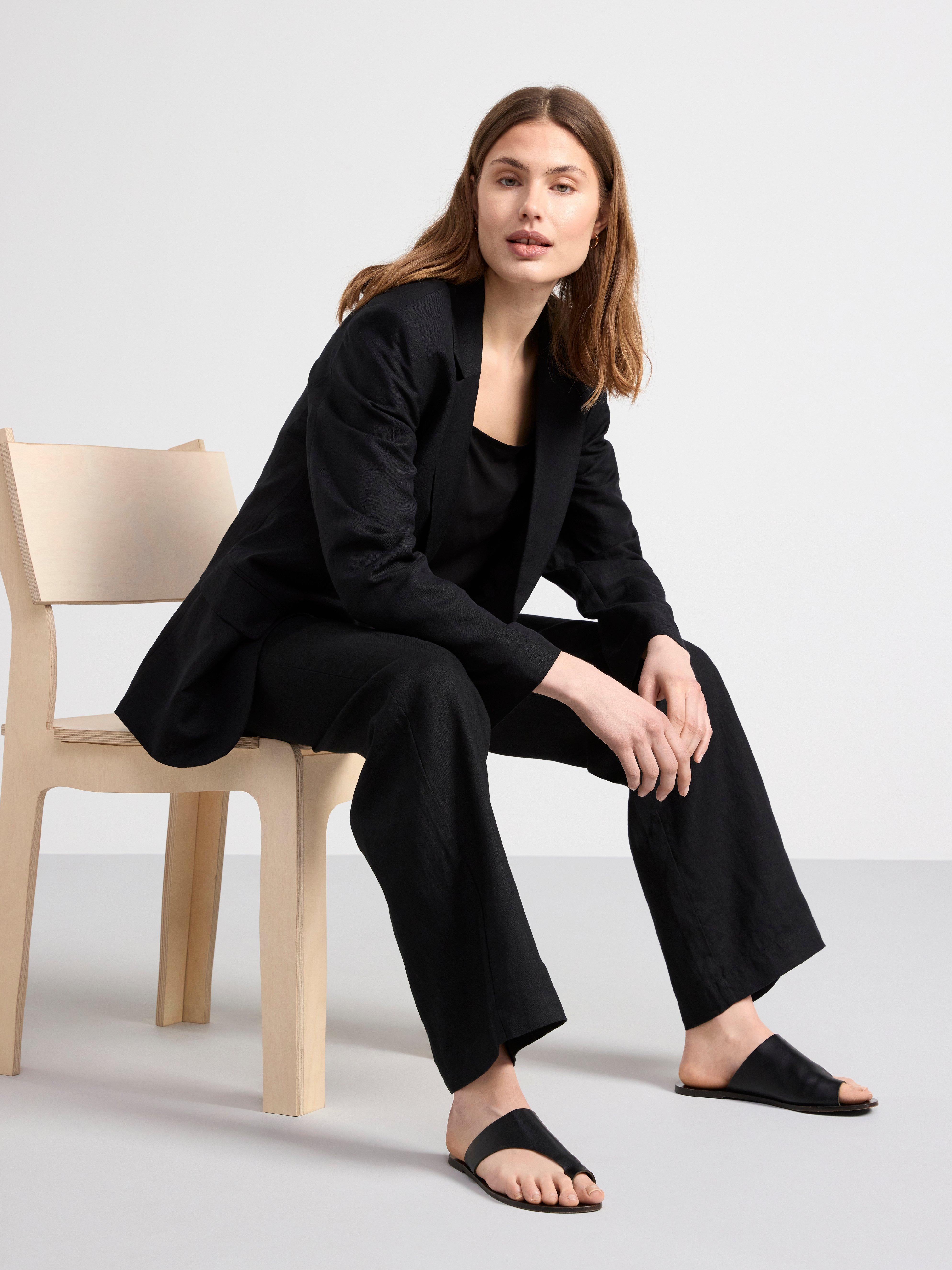 Blazer in linen blend Black