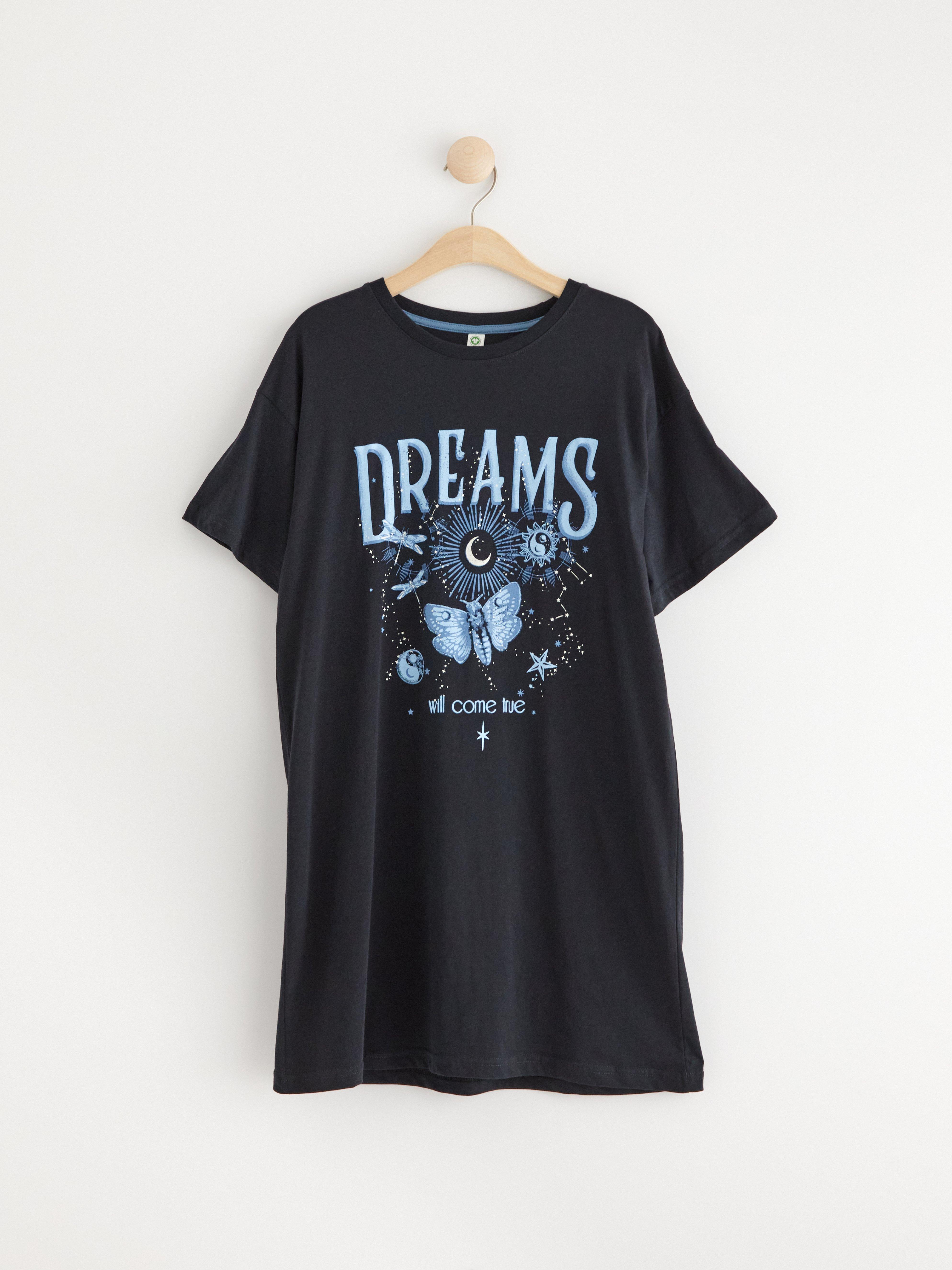 Night dress with print Off black