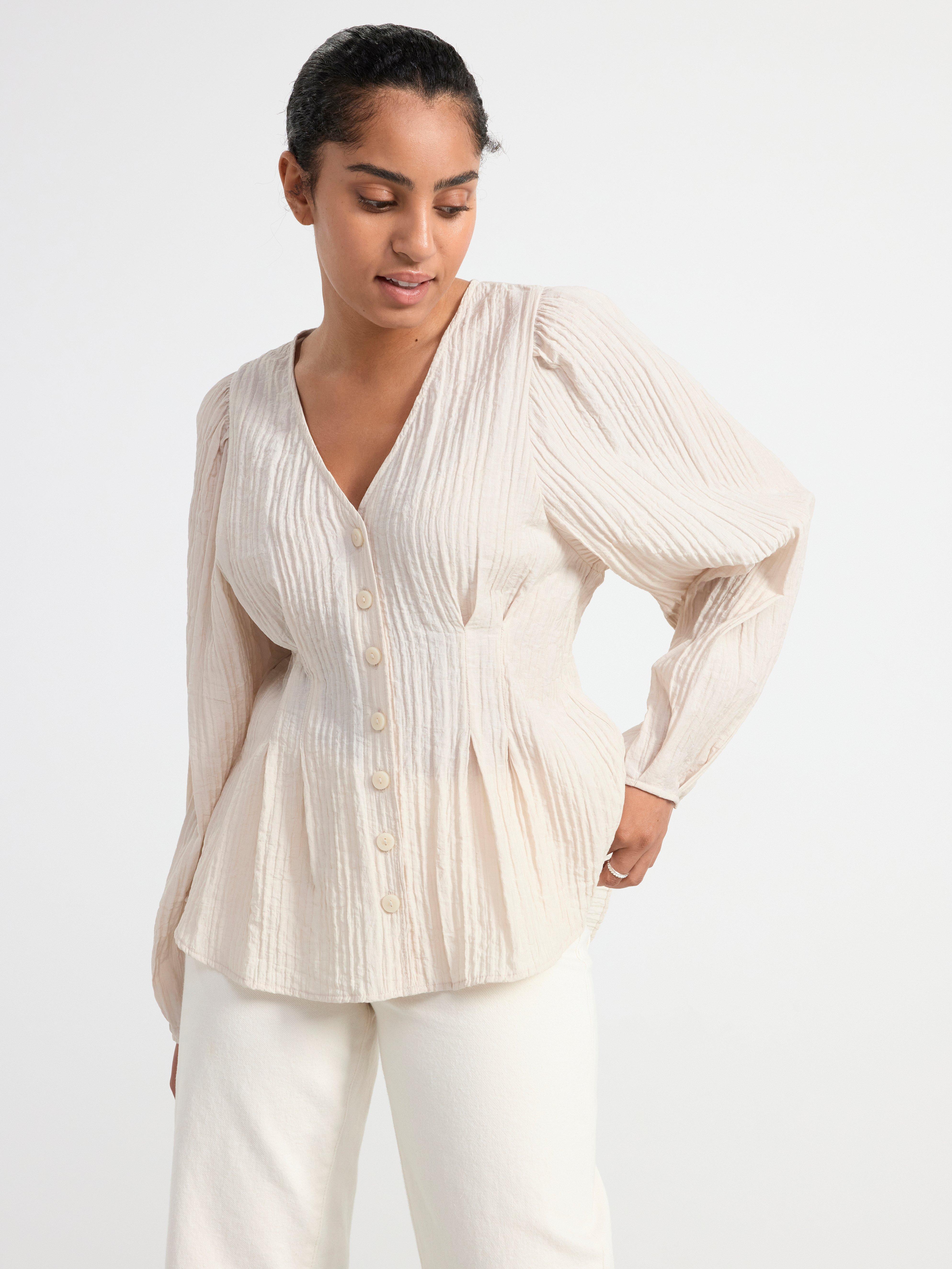 Long sleeve blouse Light Beige