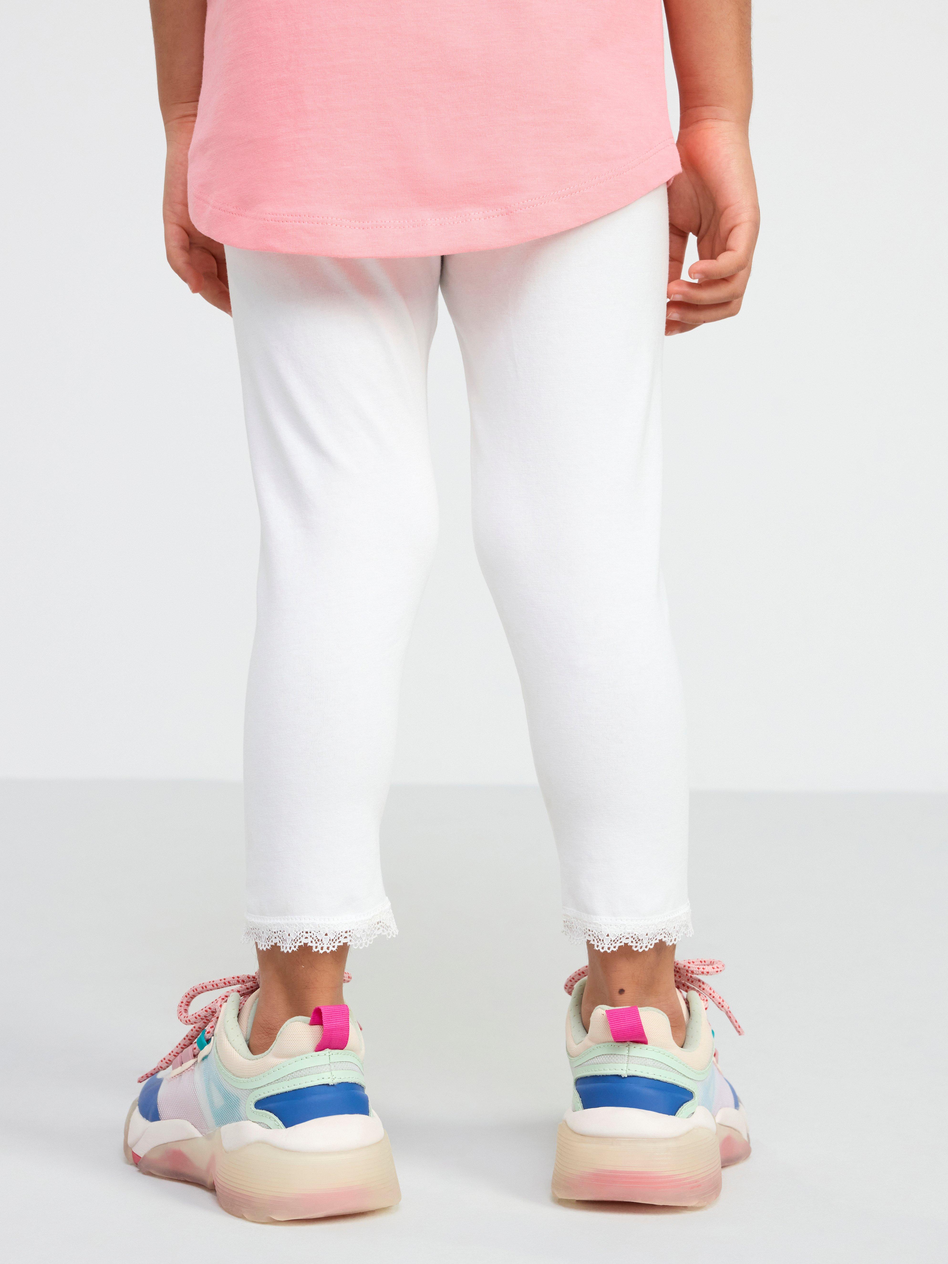 Capri leggings with lace trim Light Dusty White