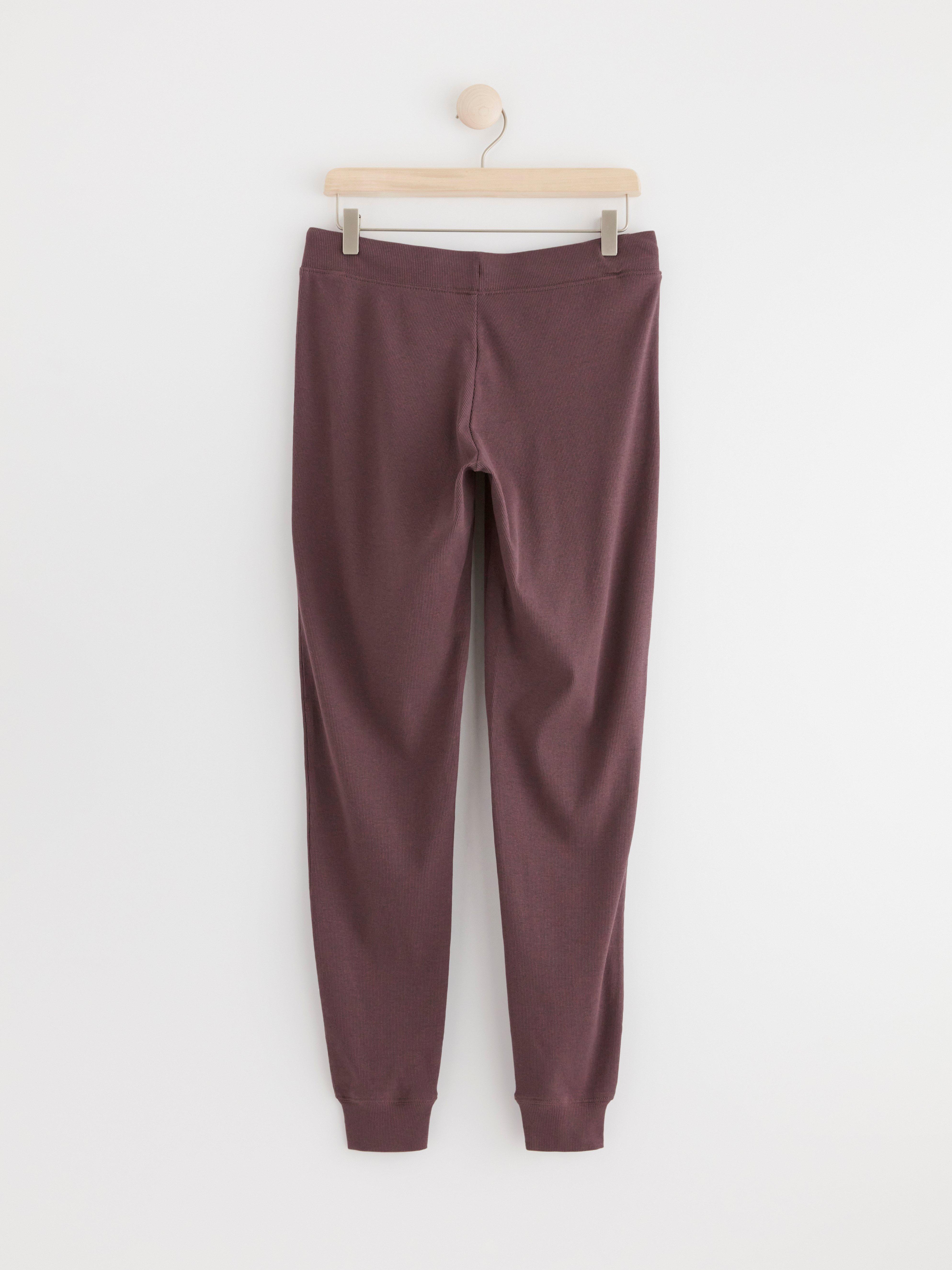 Ribbed pyjama trousers Dark Dusty Lilac