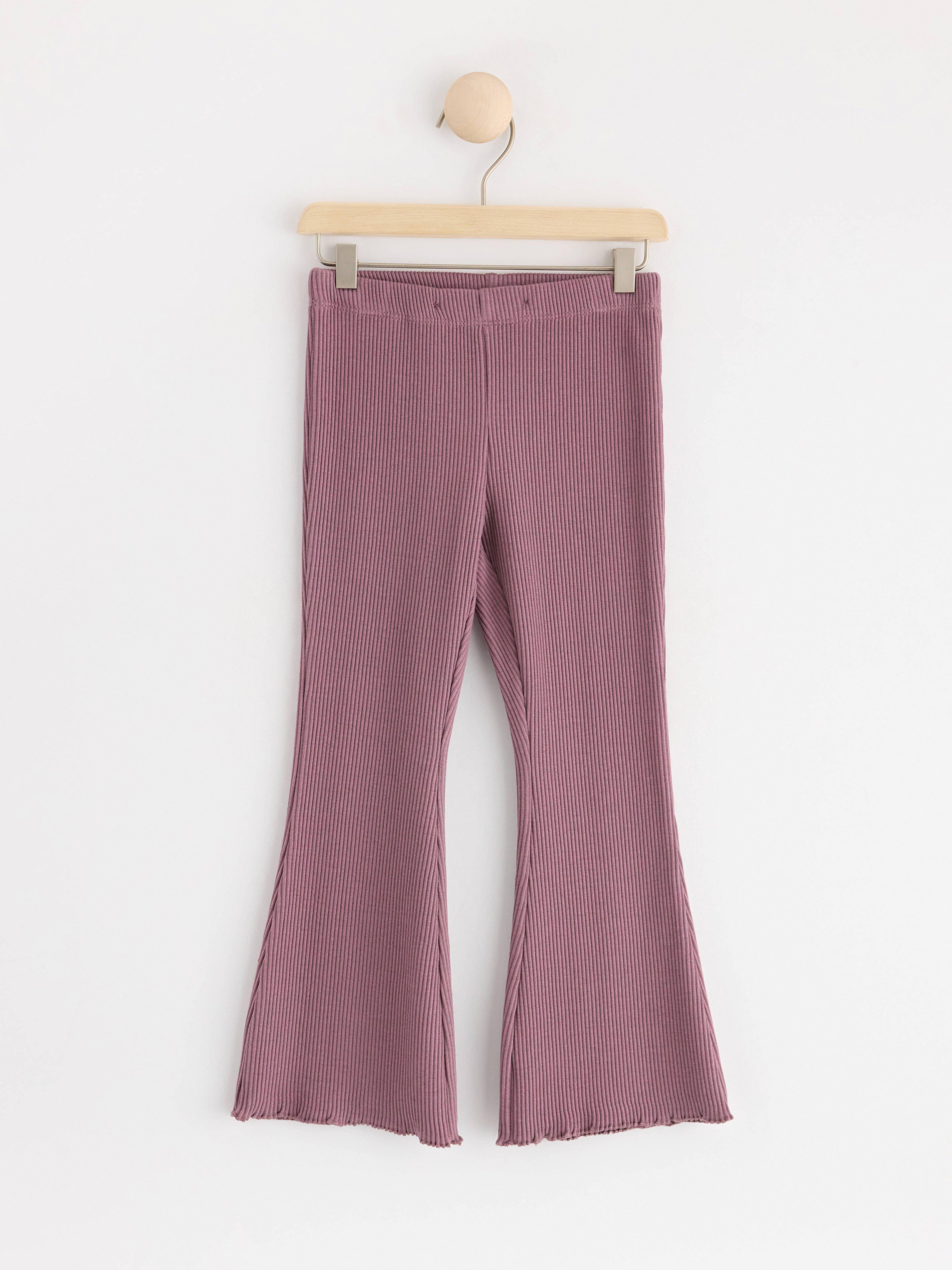 Ribbed flared leggings Dusty Lilac