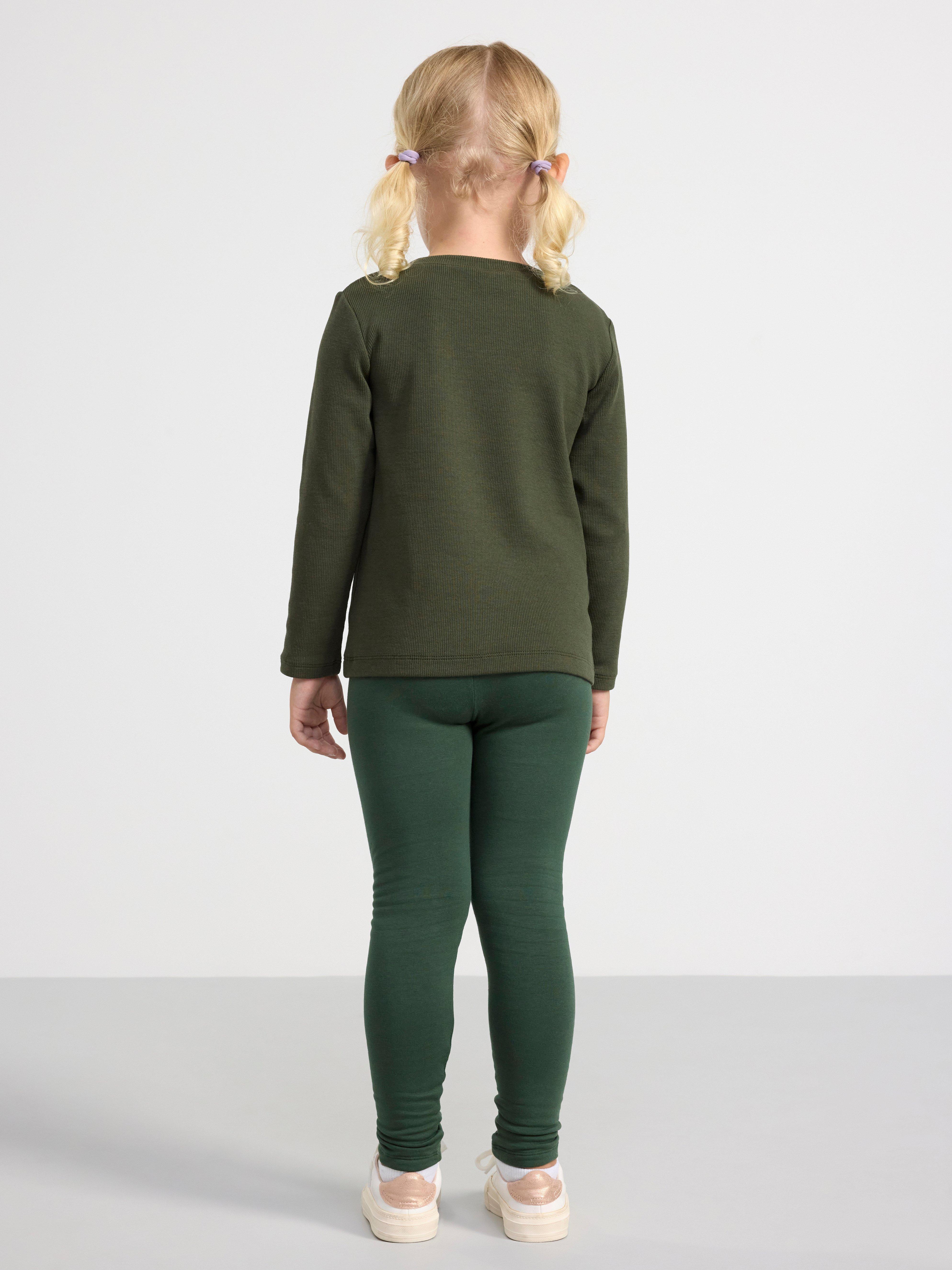 Leggings with brushed inside Dark Dusty Green