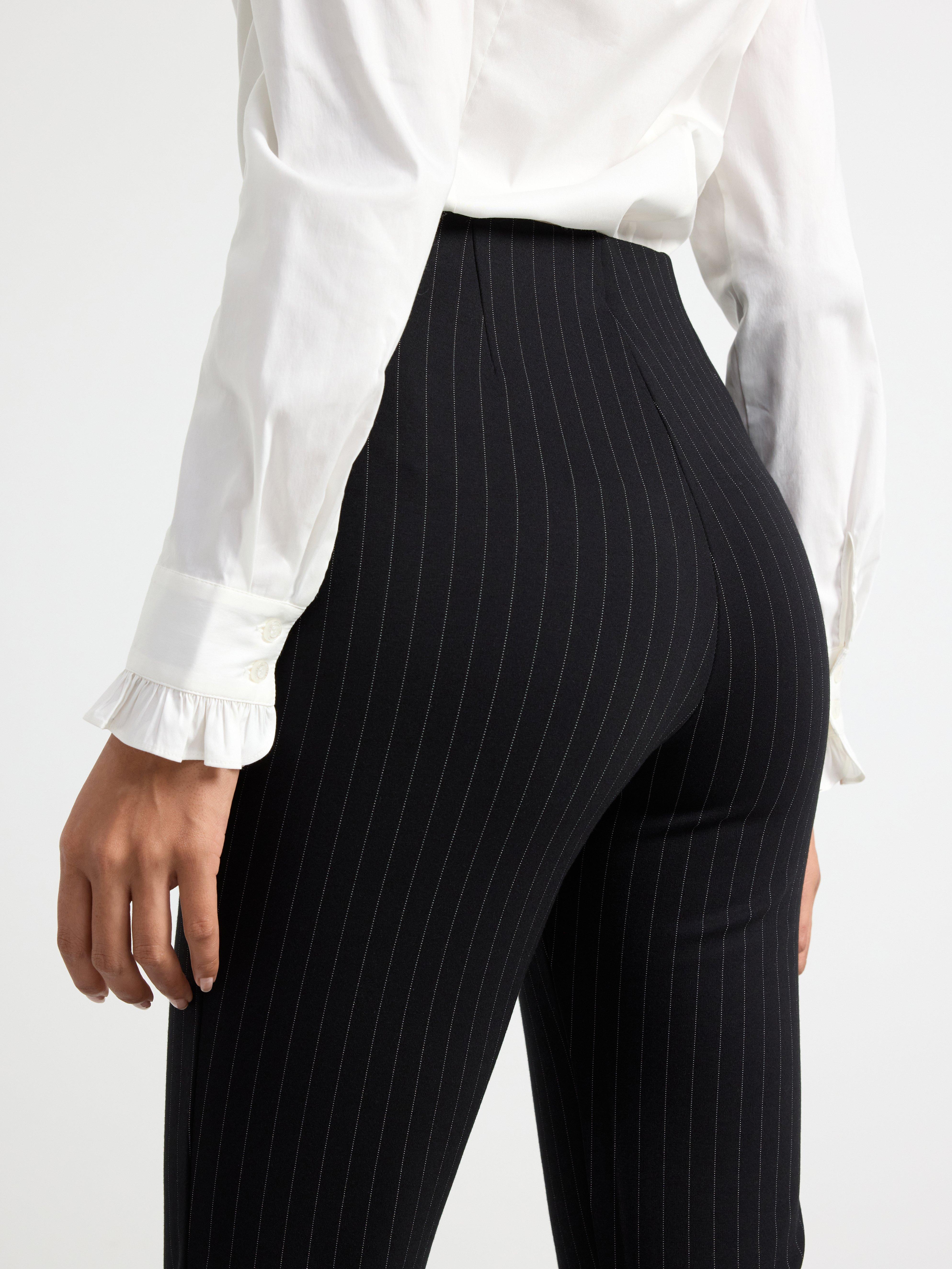 High waist trousers in stretchy jersey Black