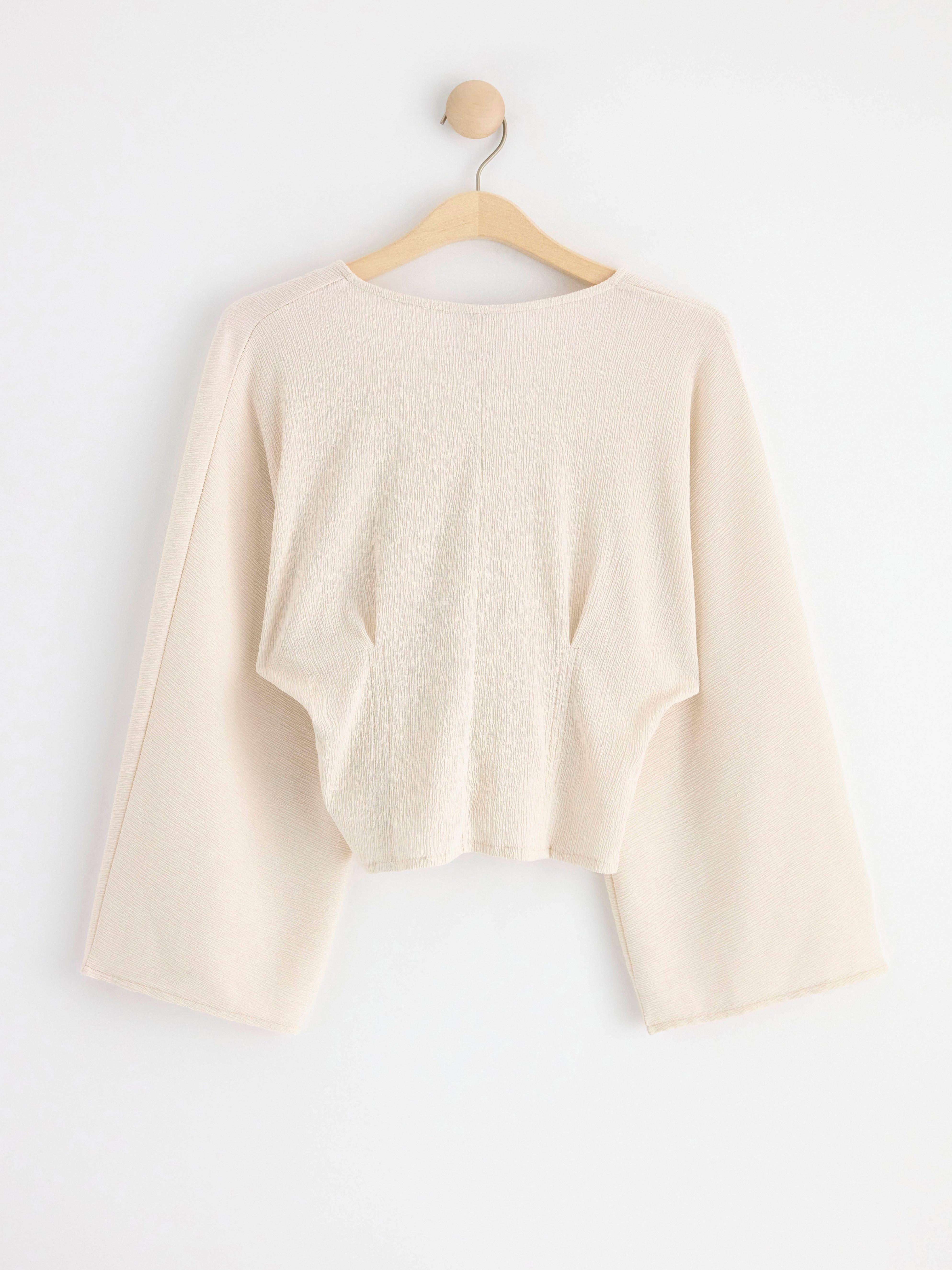 Textured jersey blouse Light Beige