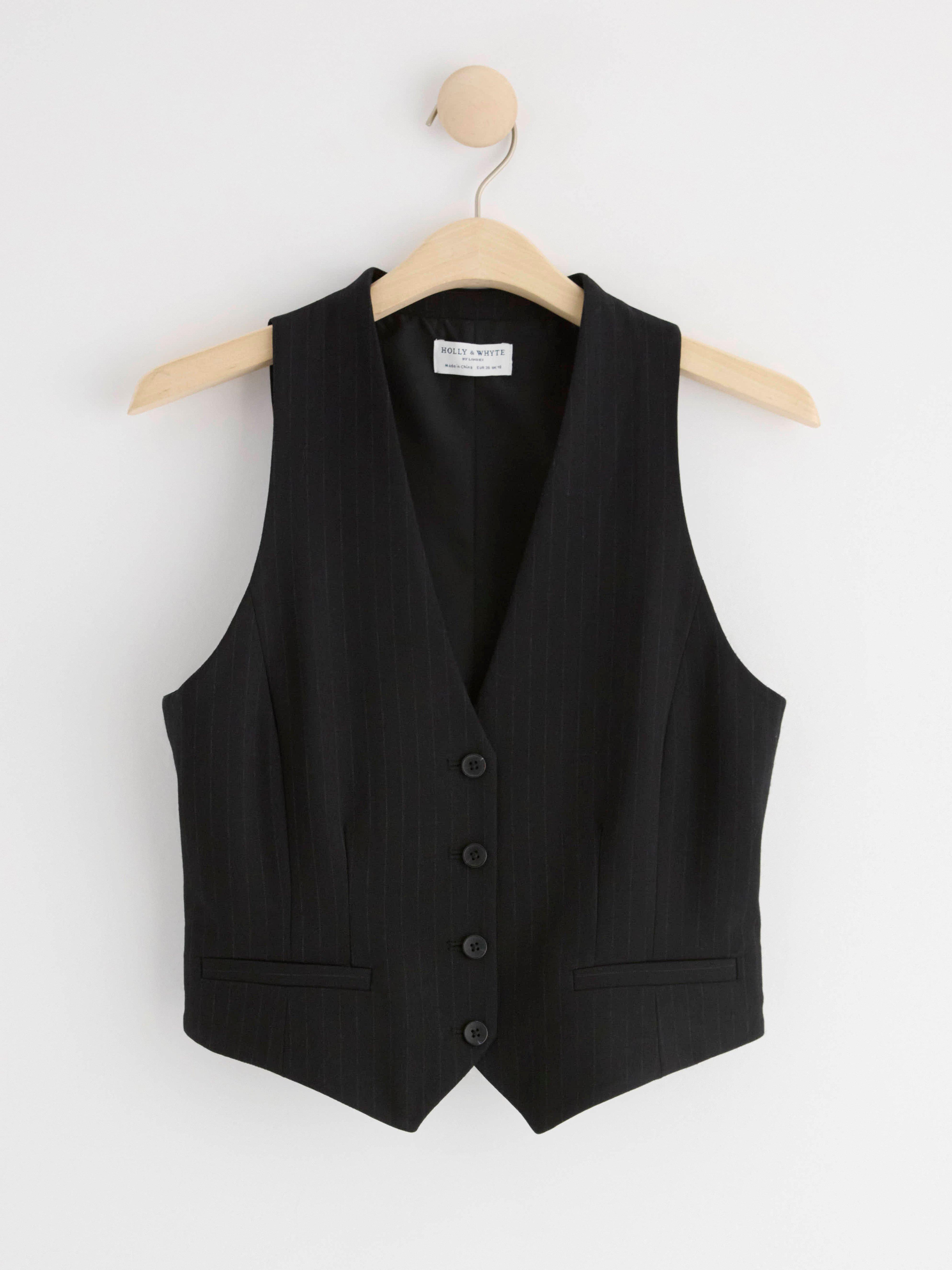 Pinstriped Waistcoat Black